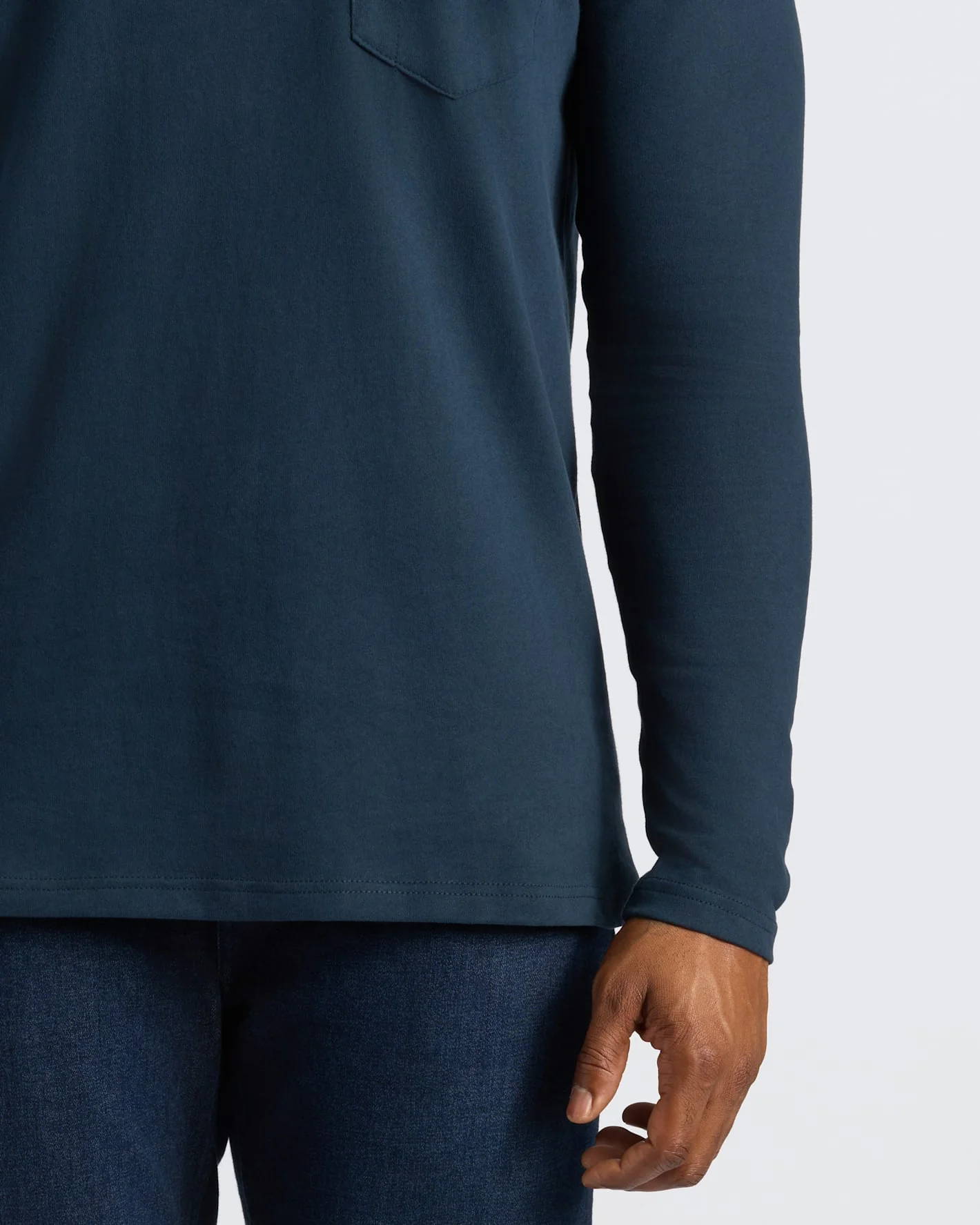 Navy Tall Heavyweight Long Sleeve Pocket Crew - Image 7
