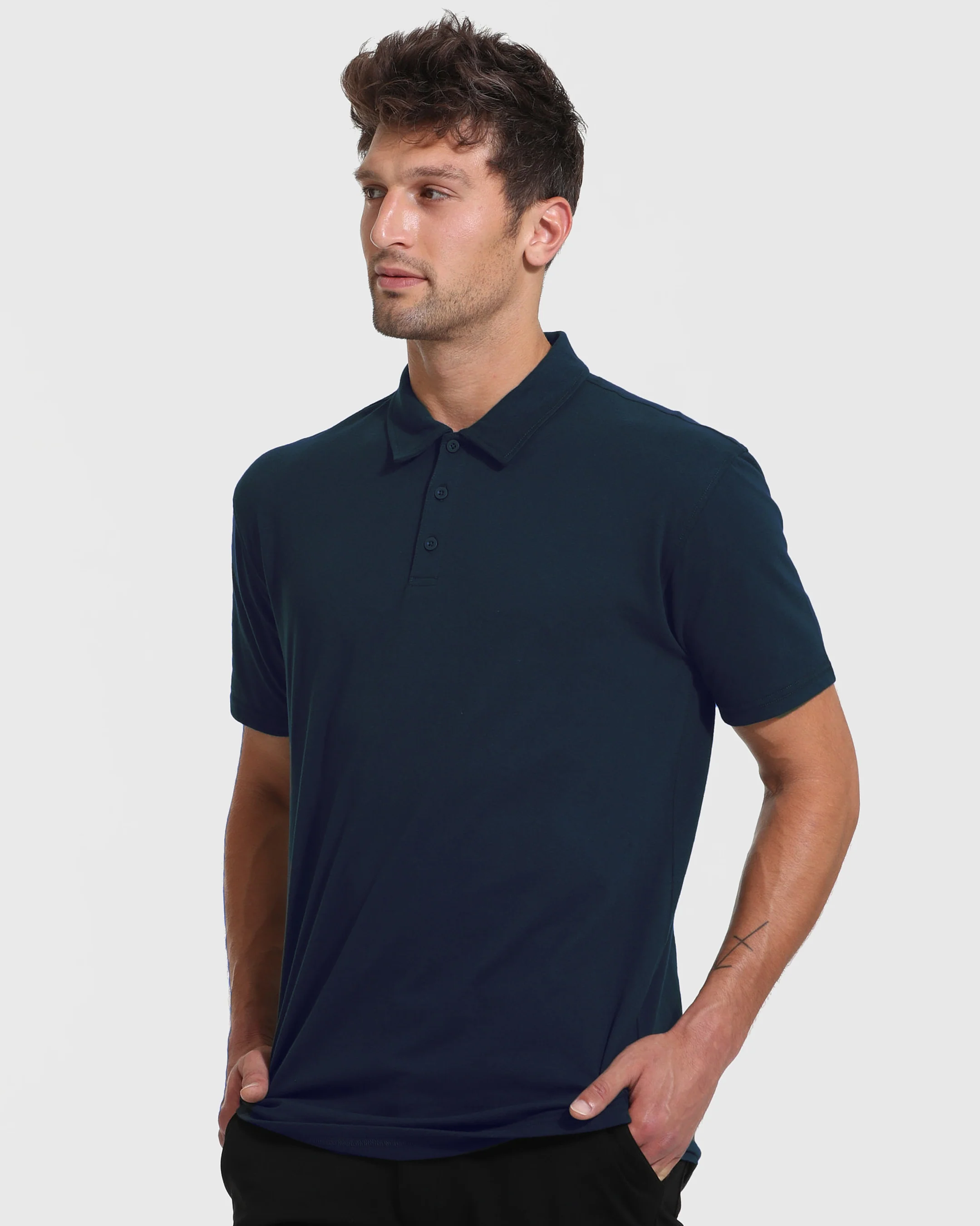 Navy Short Sleeve Tall Polo - Image 3