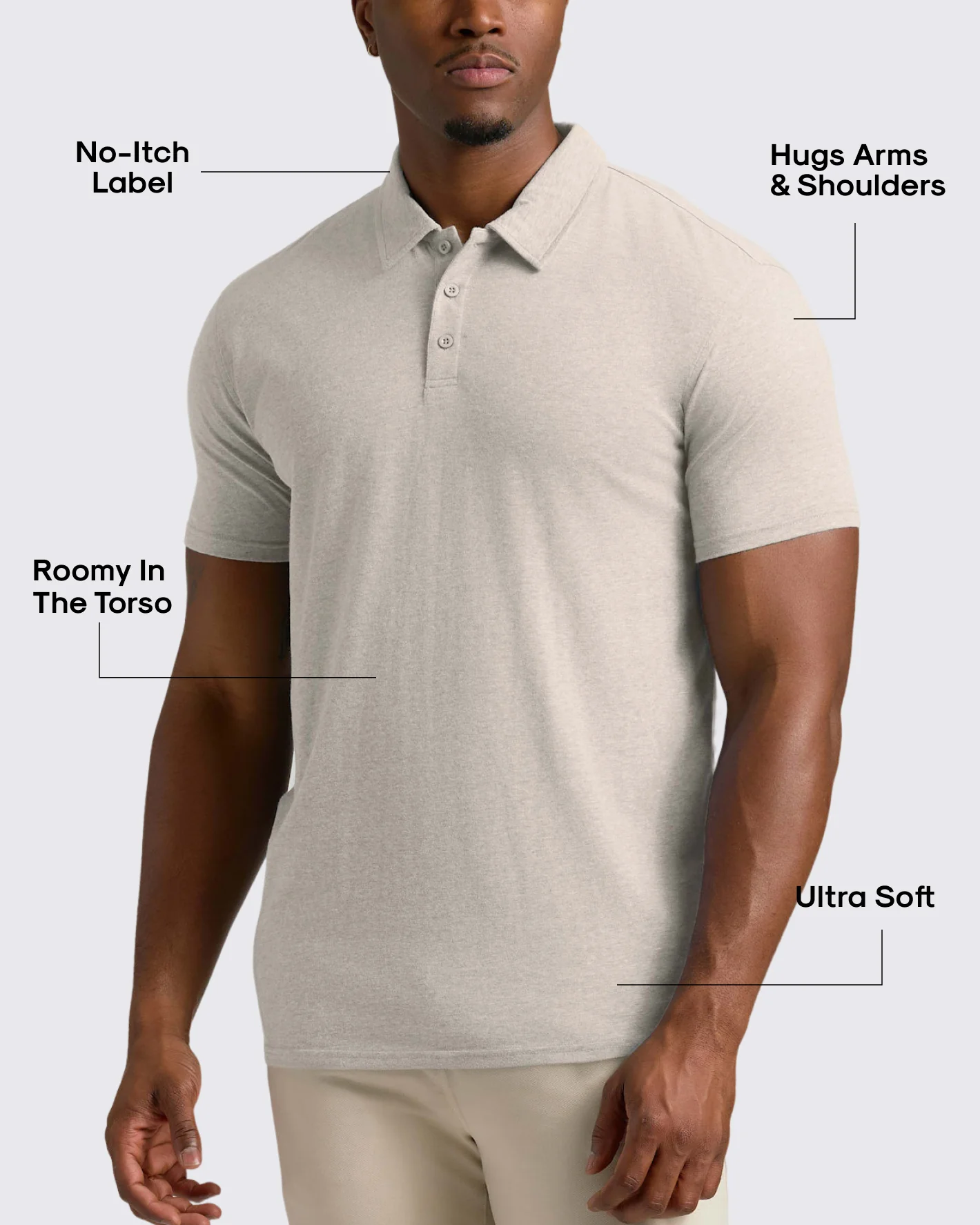 Oatmeal Short Sleeve Tall Polo - Image 4