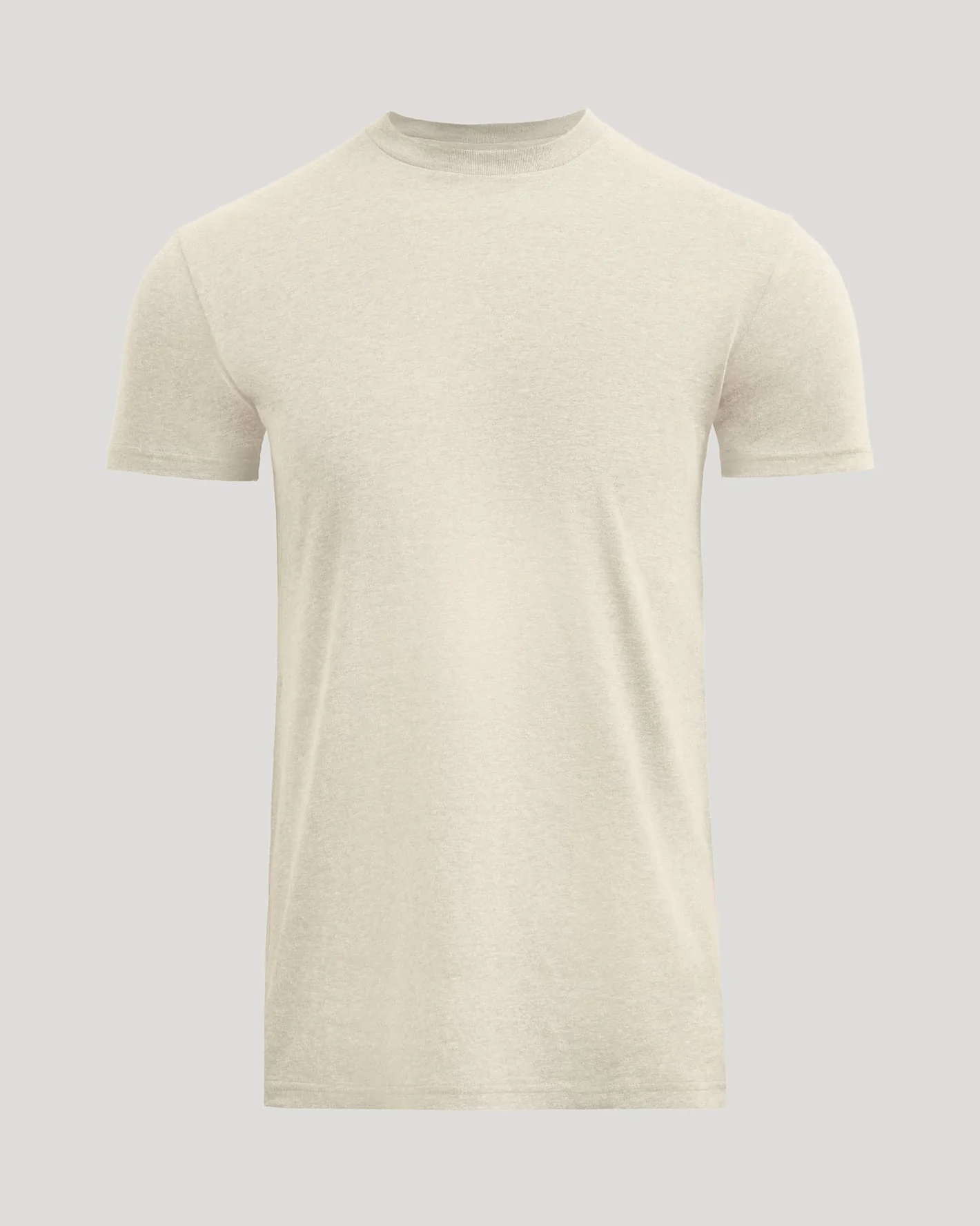 Oatmeal Tall Straight Hem Crew Neck T-Shirt - Image 2
