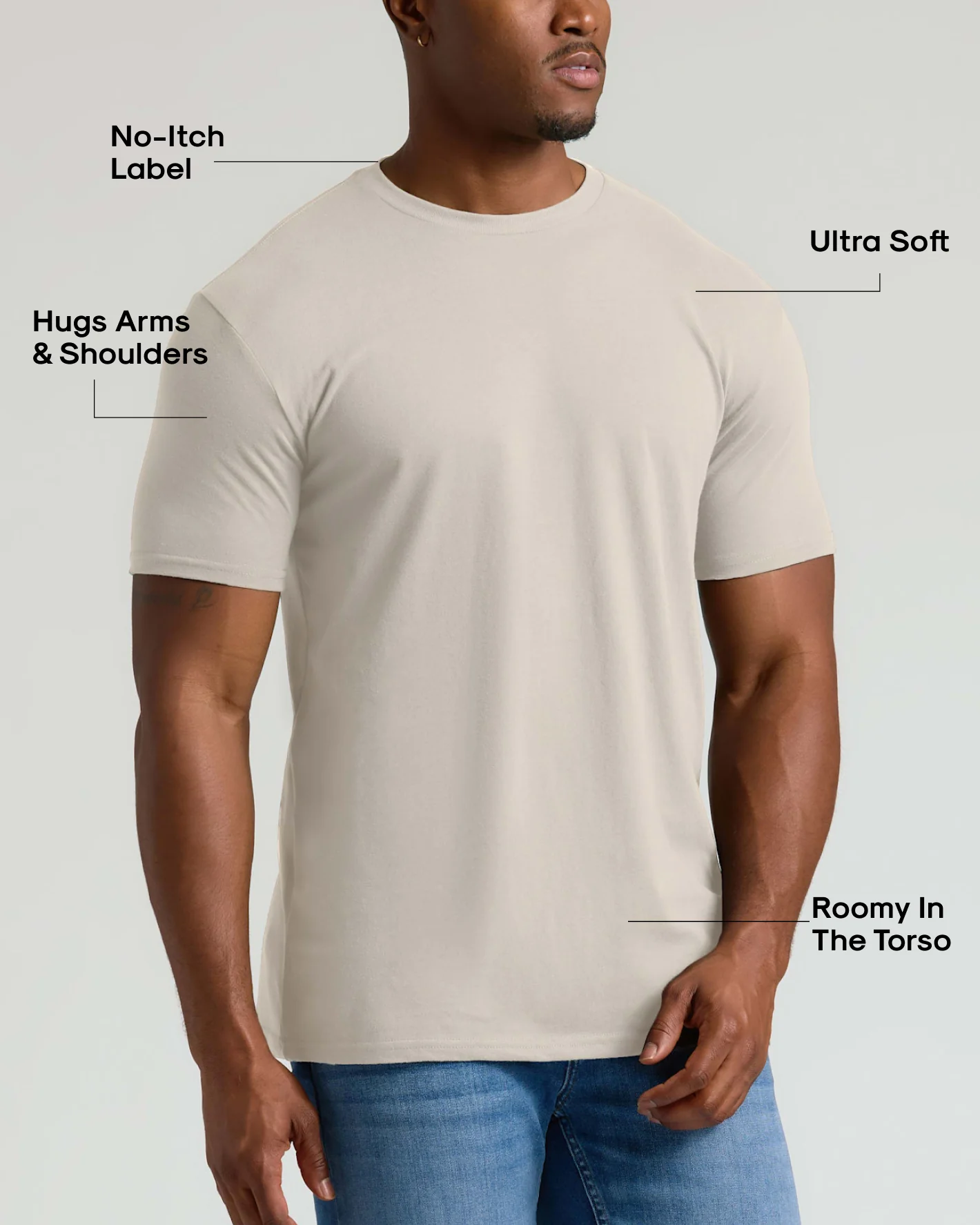 Oatmeal Tall Straight Hem Crew Neck T-Shirt - Image 4