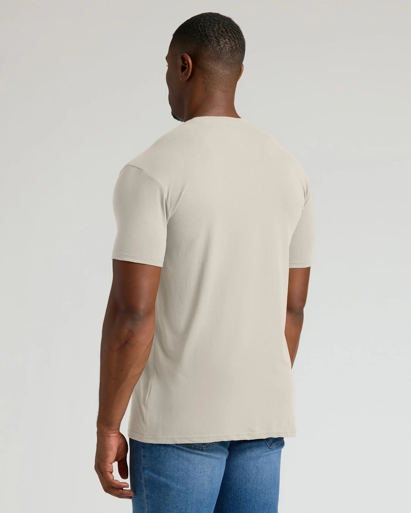 Oatmeal Tall Straight Hem Crew Neck T-Shirt - Image 5