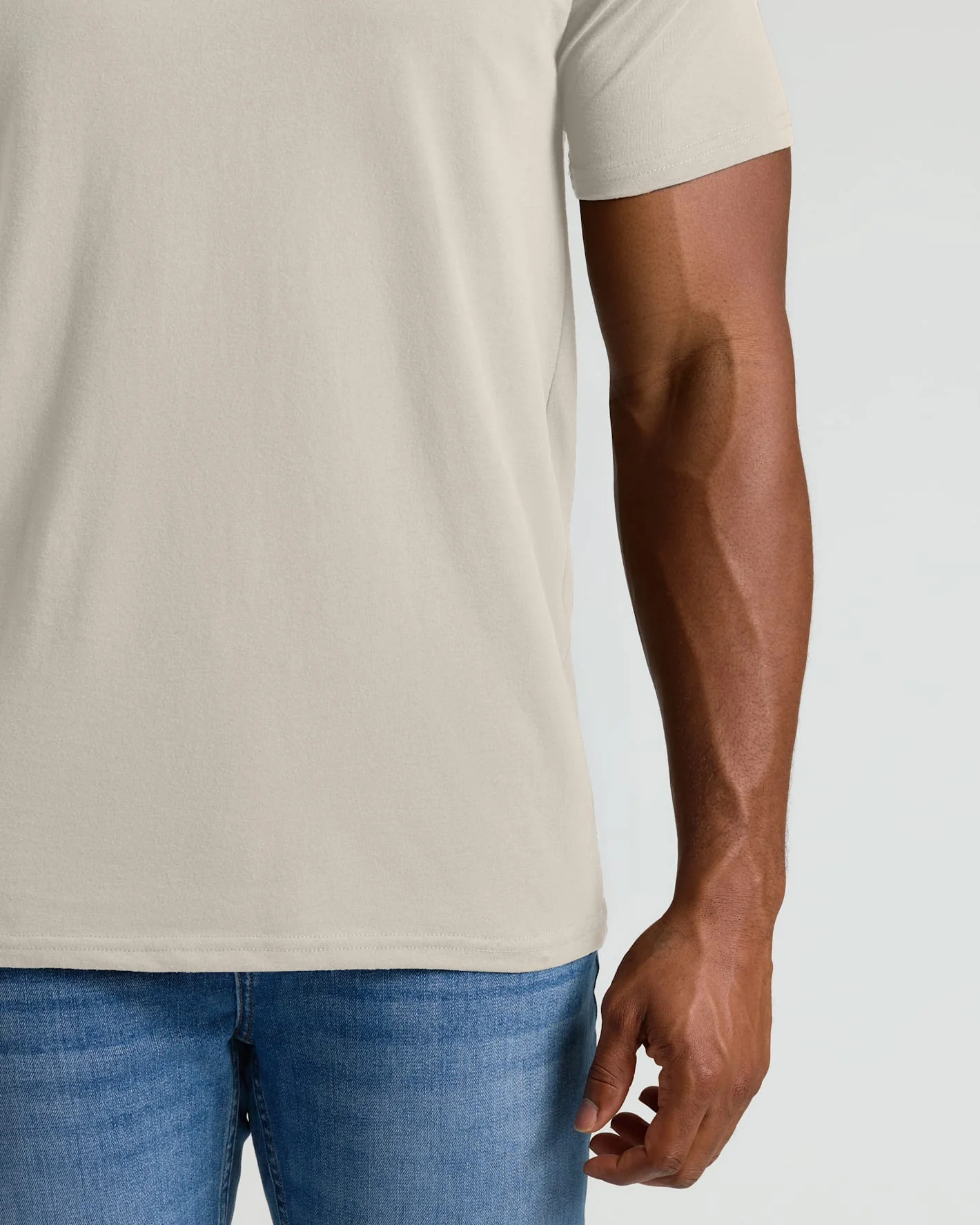 Oatmeal Tall Straight Hem Crew Neck T-Shirt - Image 7