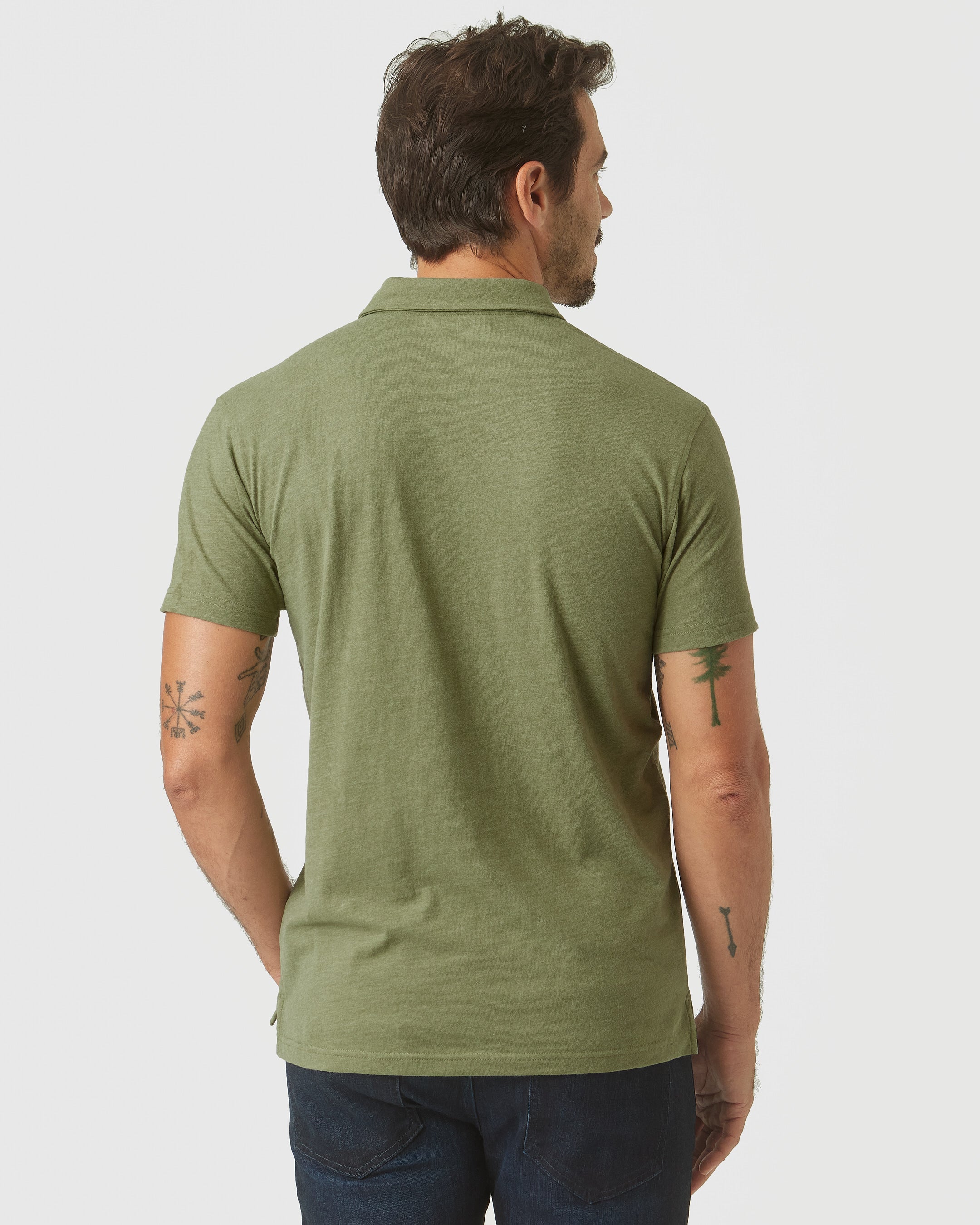 Olive Green Heather Polo - Image 4