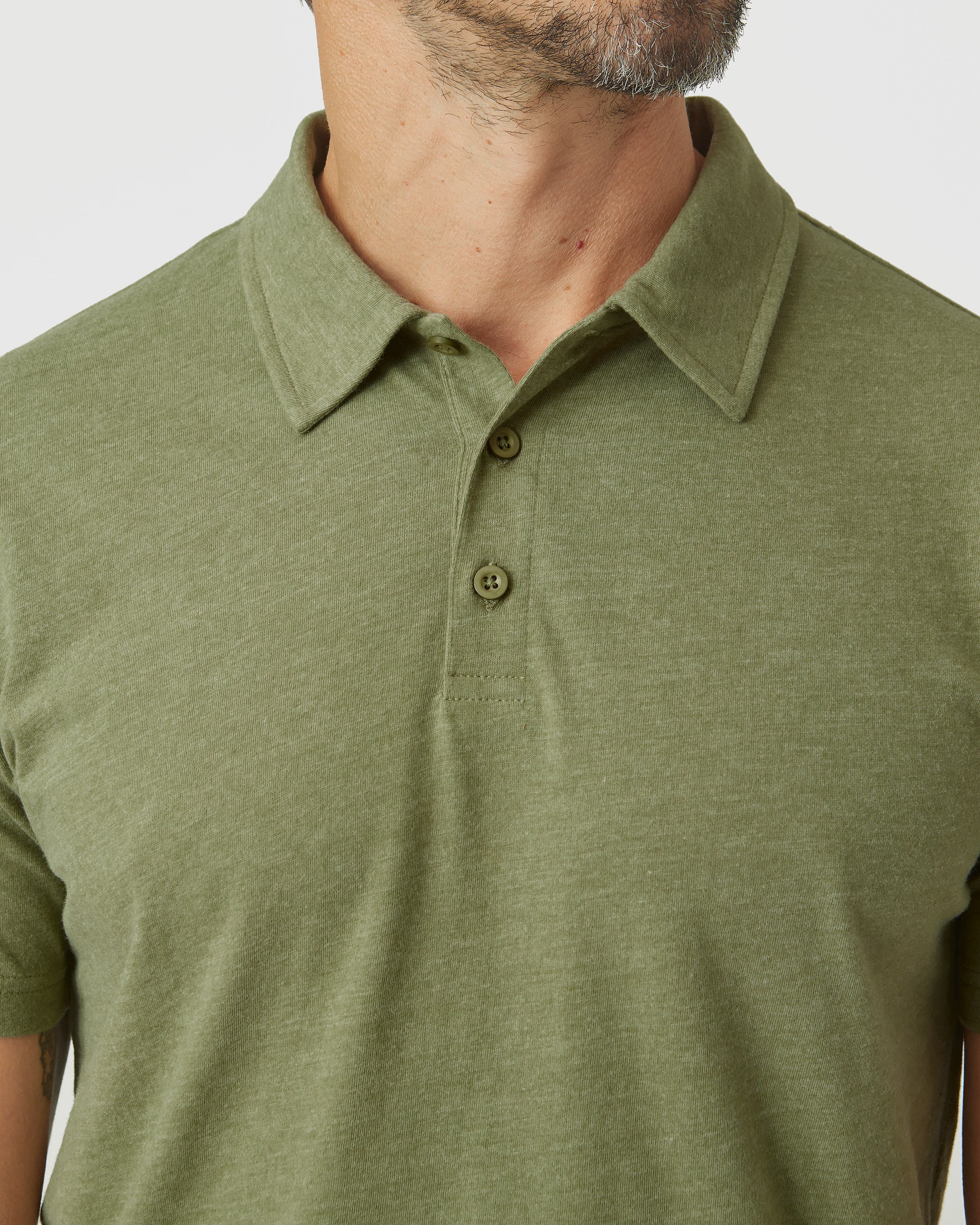 Olive Green Heather Polo - Image 6