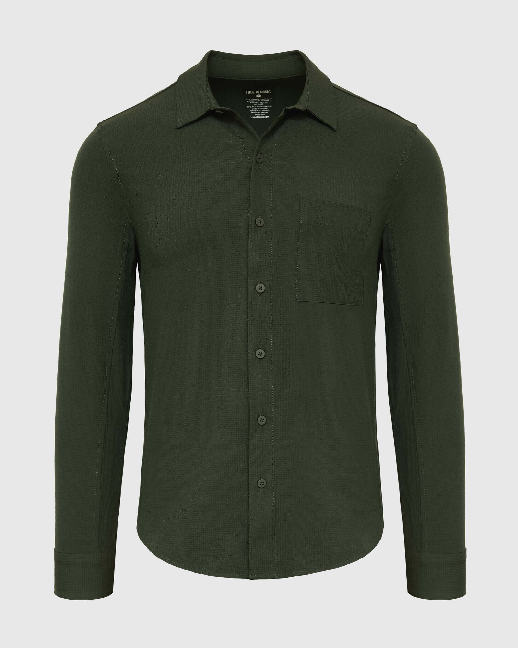 Olive Long Sleeve Ripstop Commuter Shirt - Image 2