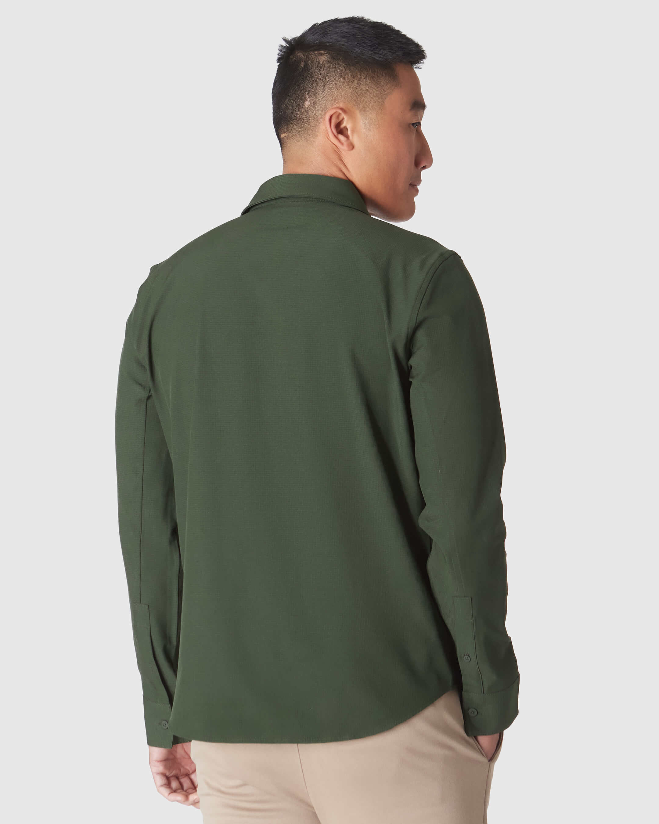 Olive Long Sleeve Ripstop Commuter Shirt - Image 3