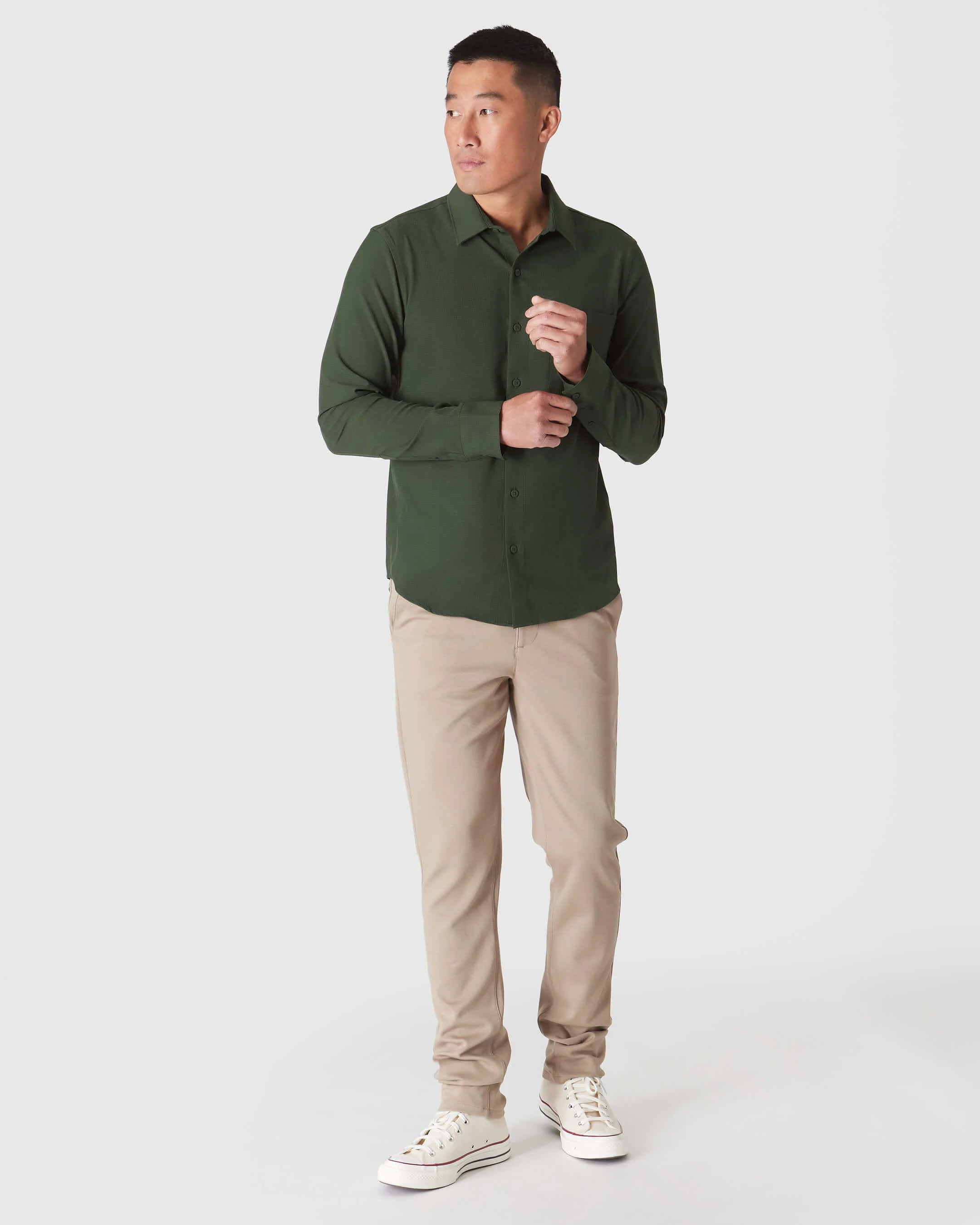Olive Long Sleeve Ripstop Commuter Shirt - Image 4