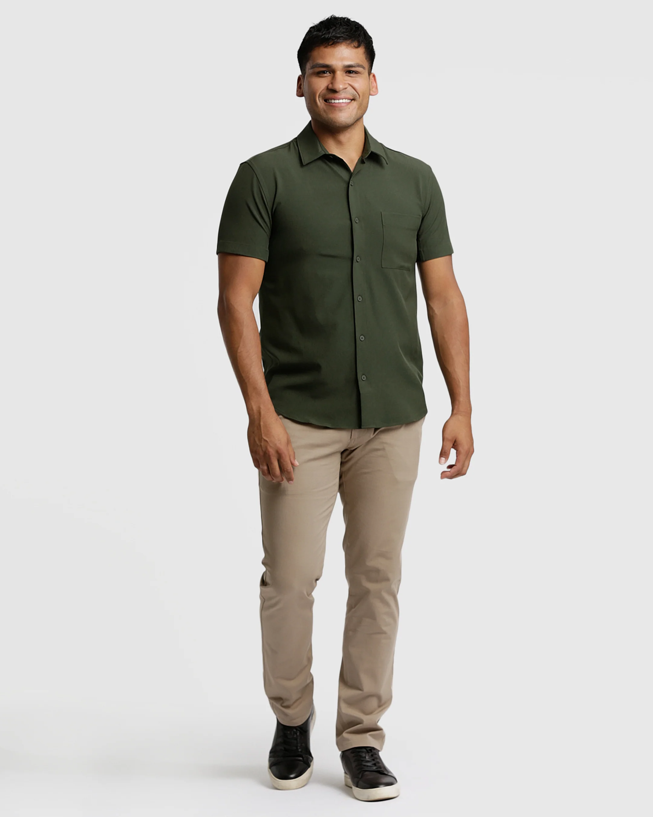 Olive Short Sleeve Ripstop Commuter Shirt - Image 5