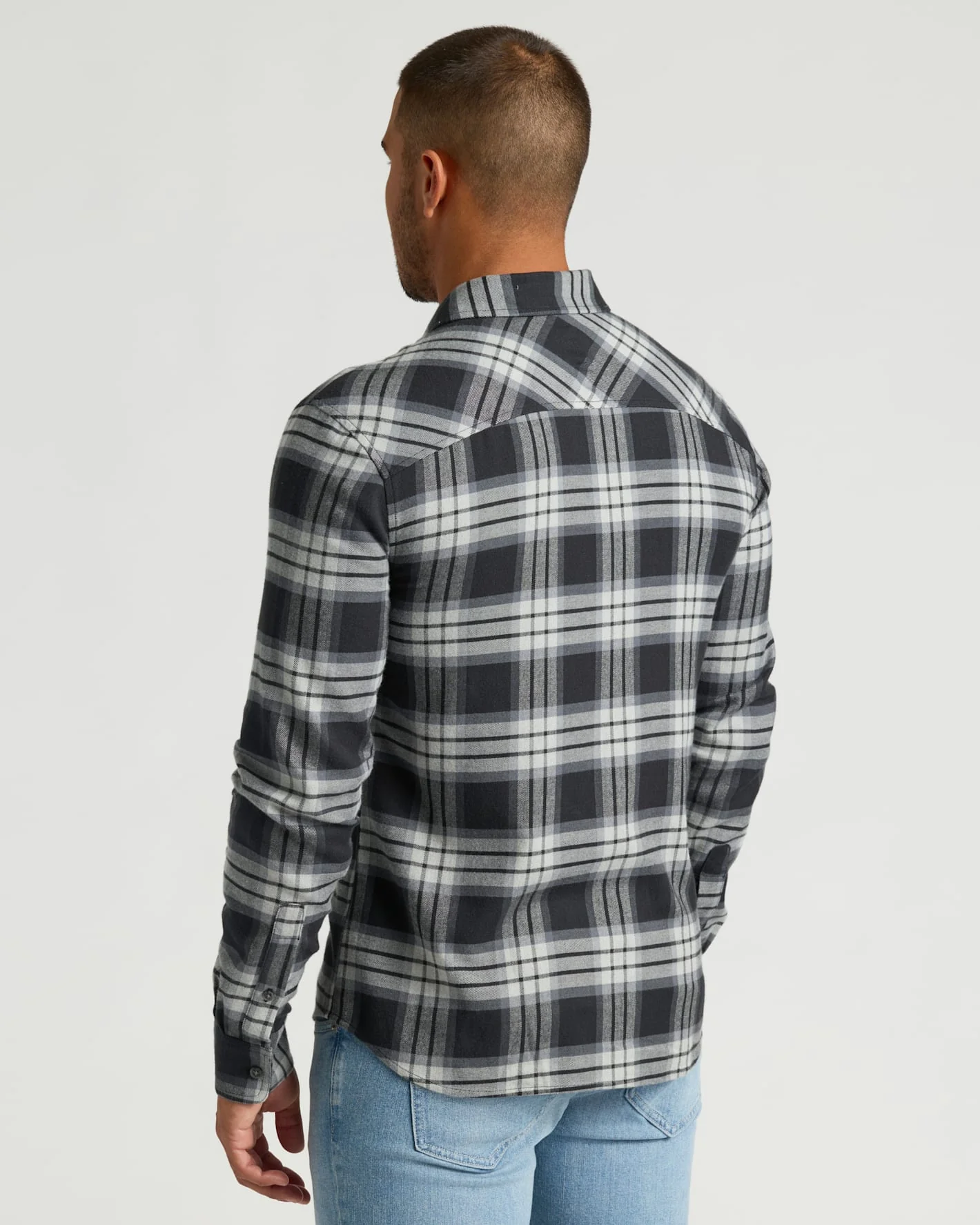 Onyx Plaid Long Sleeve Flannel Shirt - Image 3