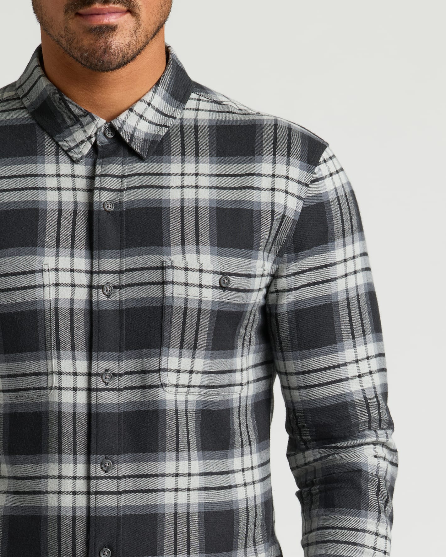 Onyx Plaid Long Sleeve Flannel Shirt - Image 5