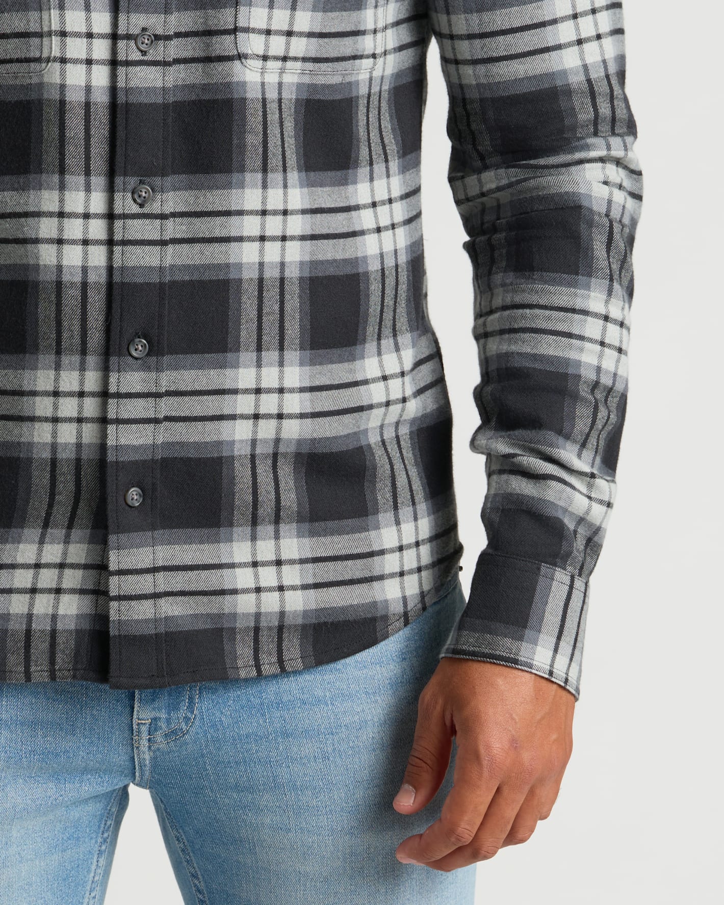 Onyx Plaid Long Sleeve Flannel Shirt - Image 6
