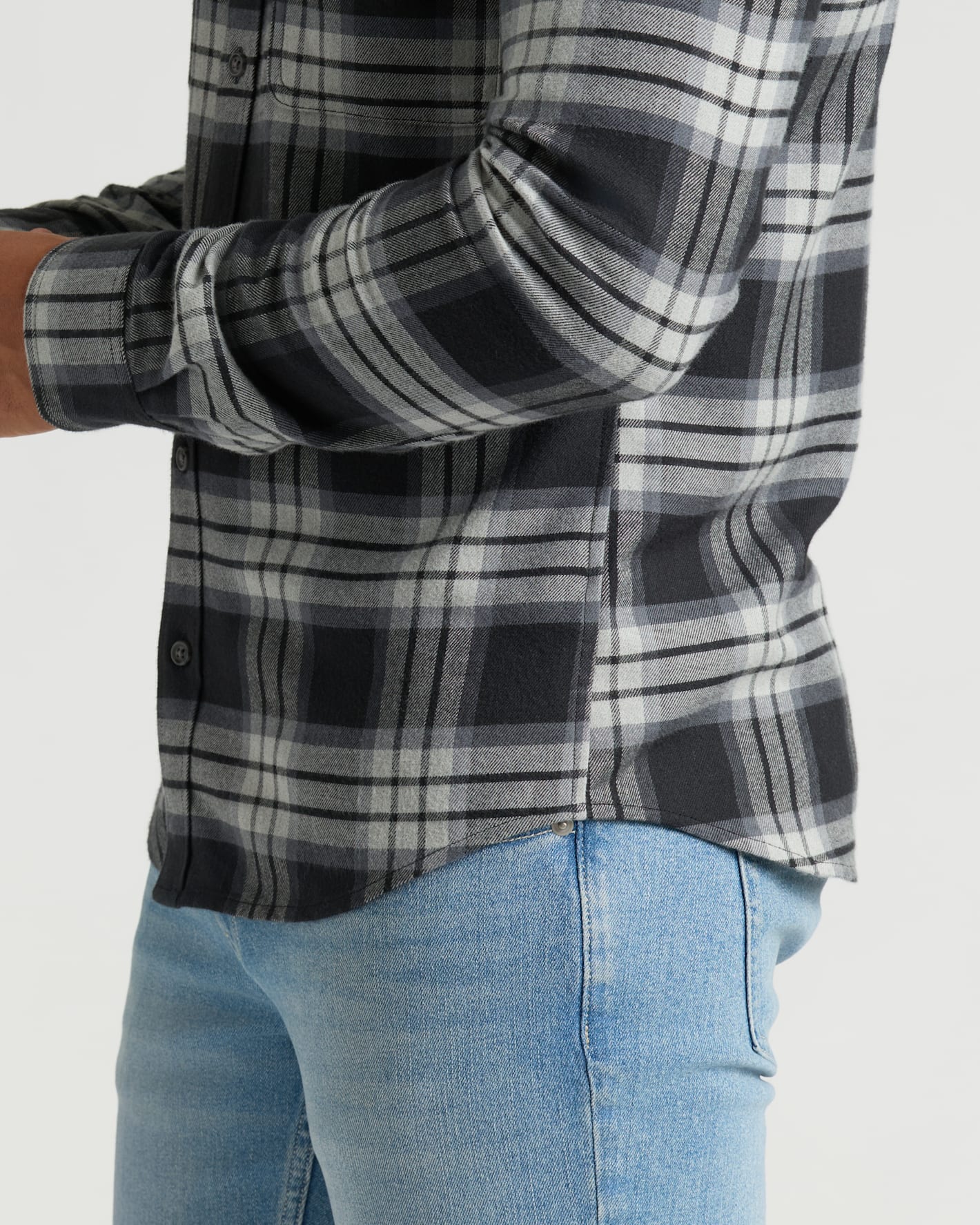 Onyx Plaid Long Sleeve Flannel Shirt - Image 7