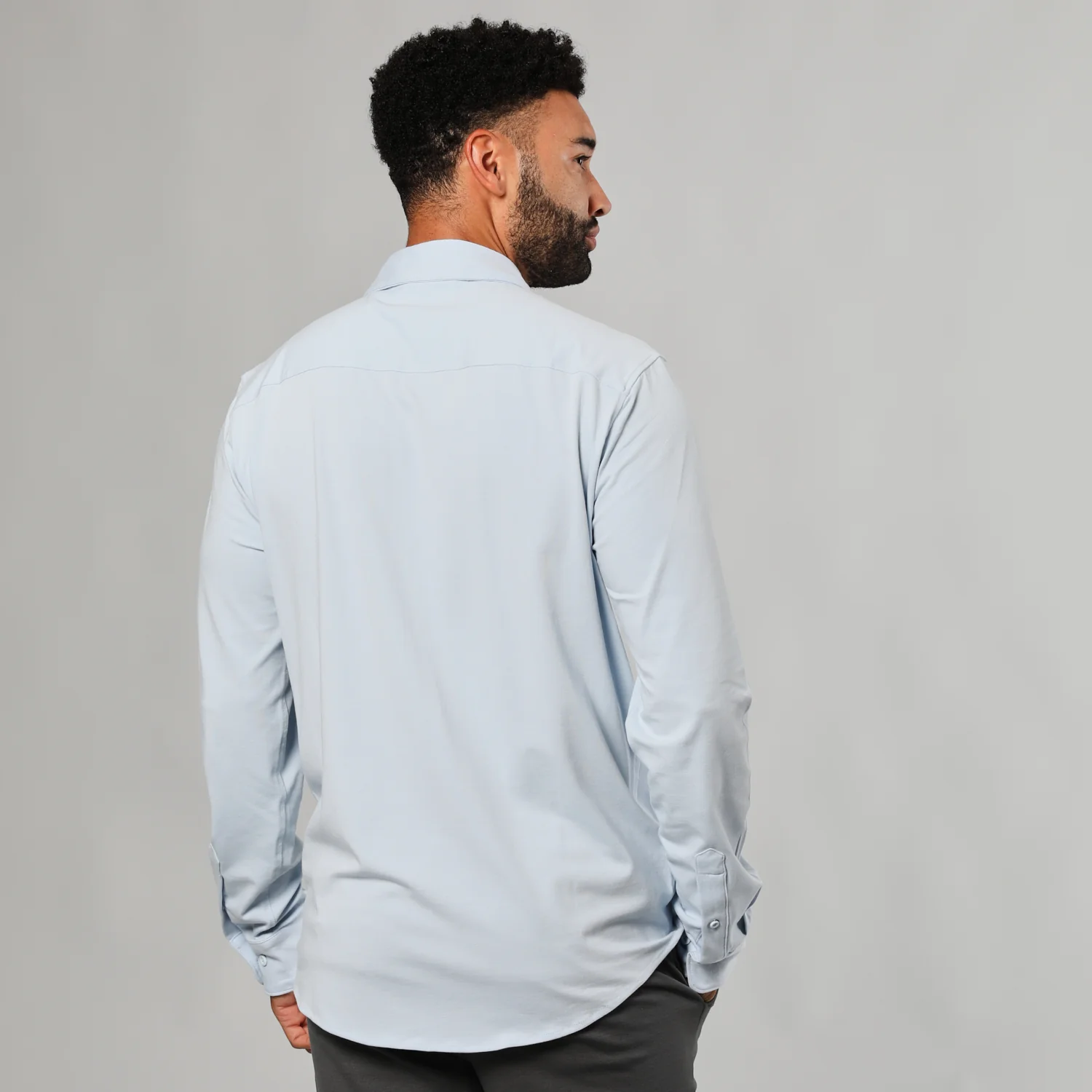 Pale Blue Long Sleeve Knit Shirt - Image 3