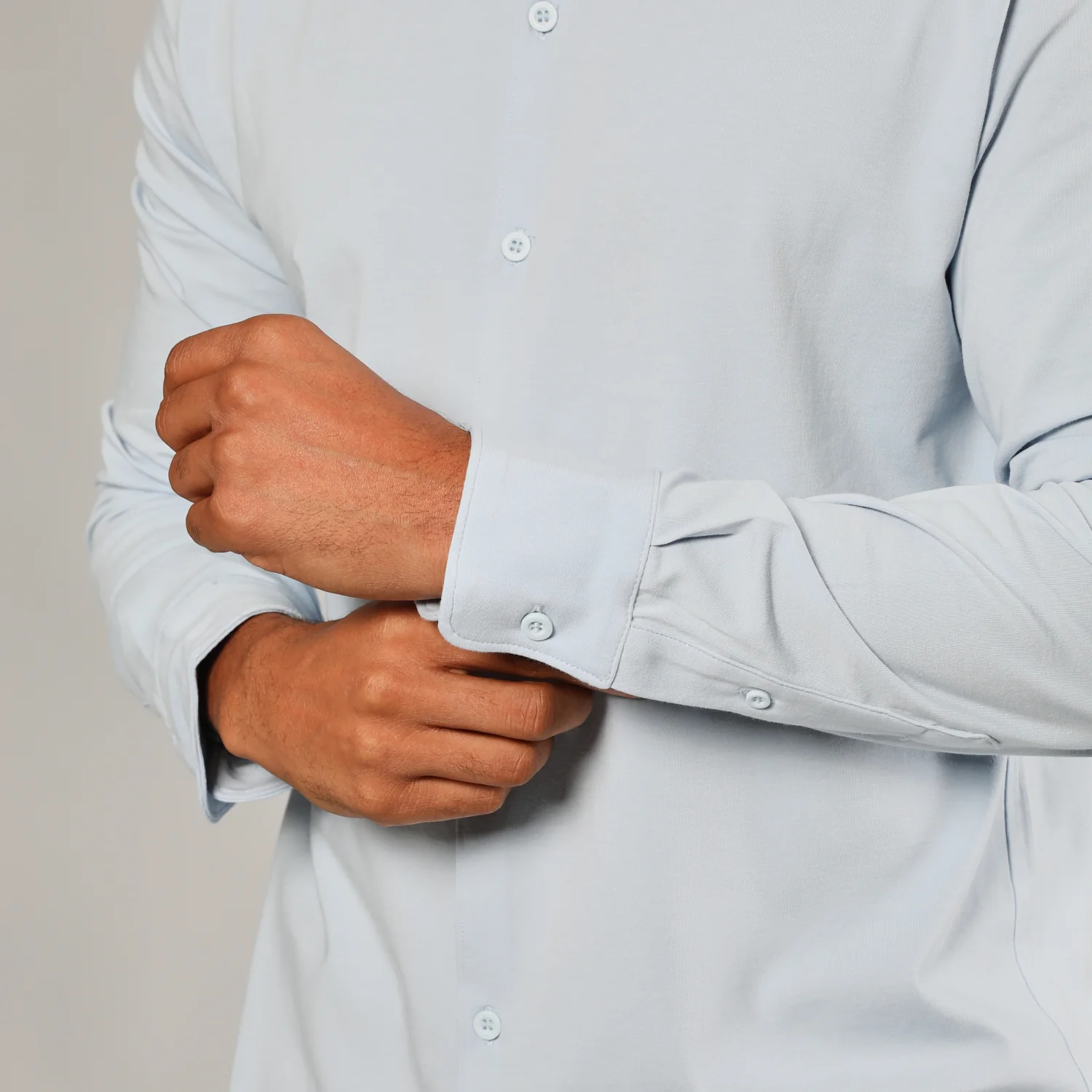 Pale Blue Long Sleeve Knit Shirt - Image 4