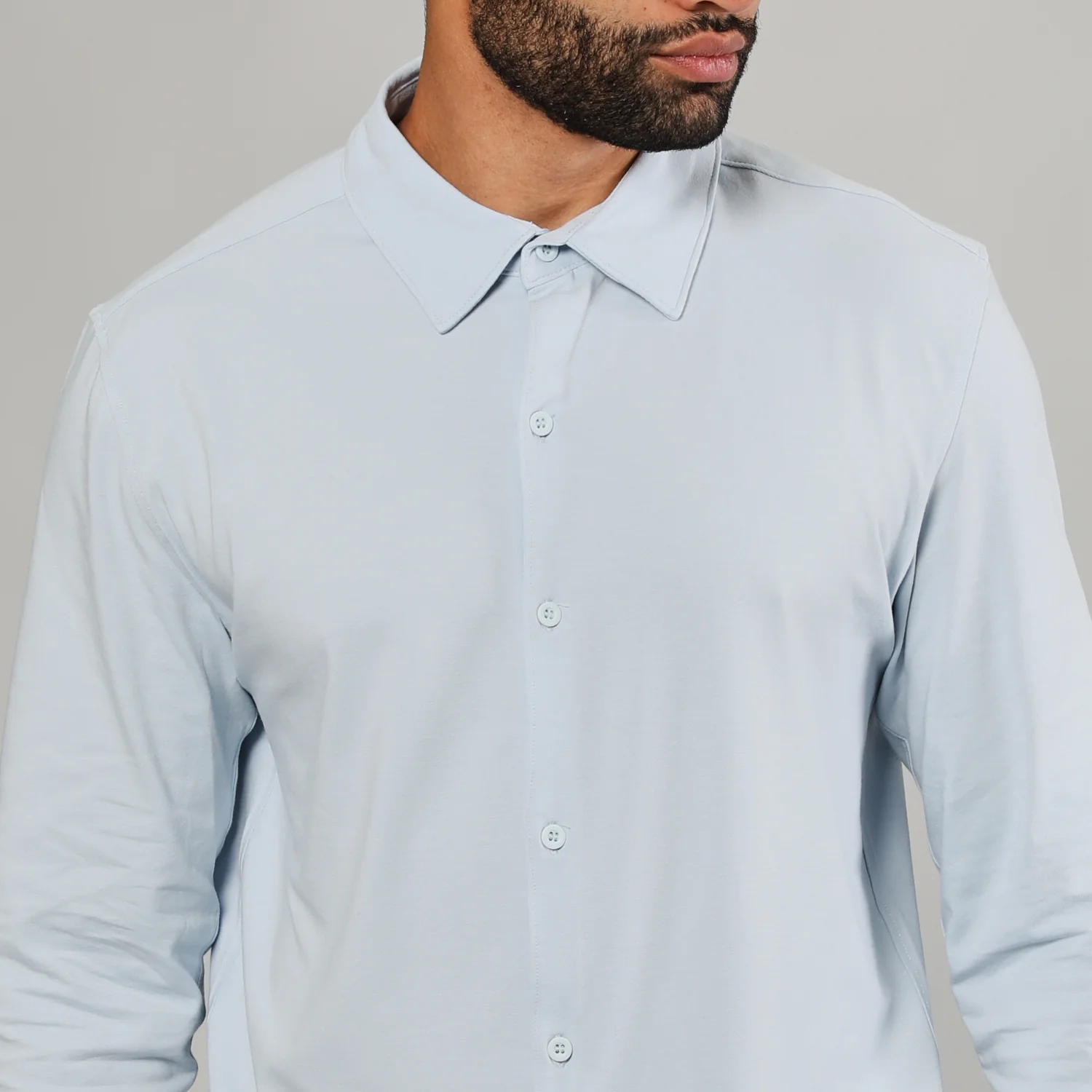 Pale Blue Long Sleeve Knit Shirt - Image 6