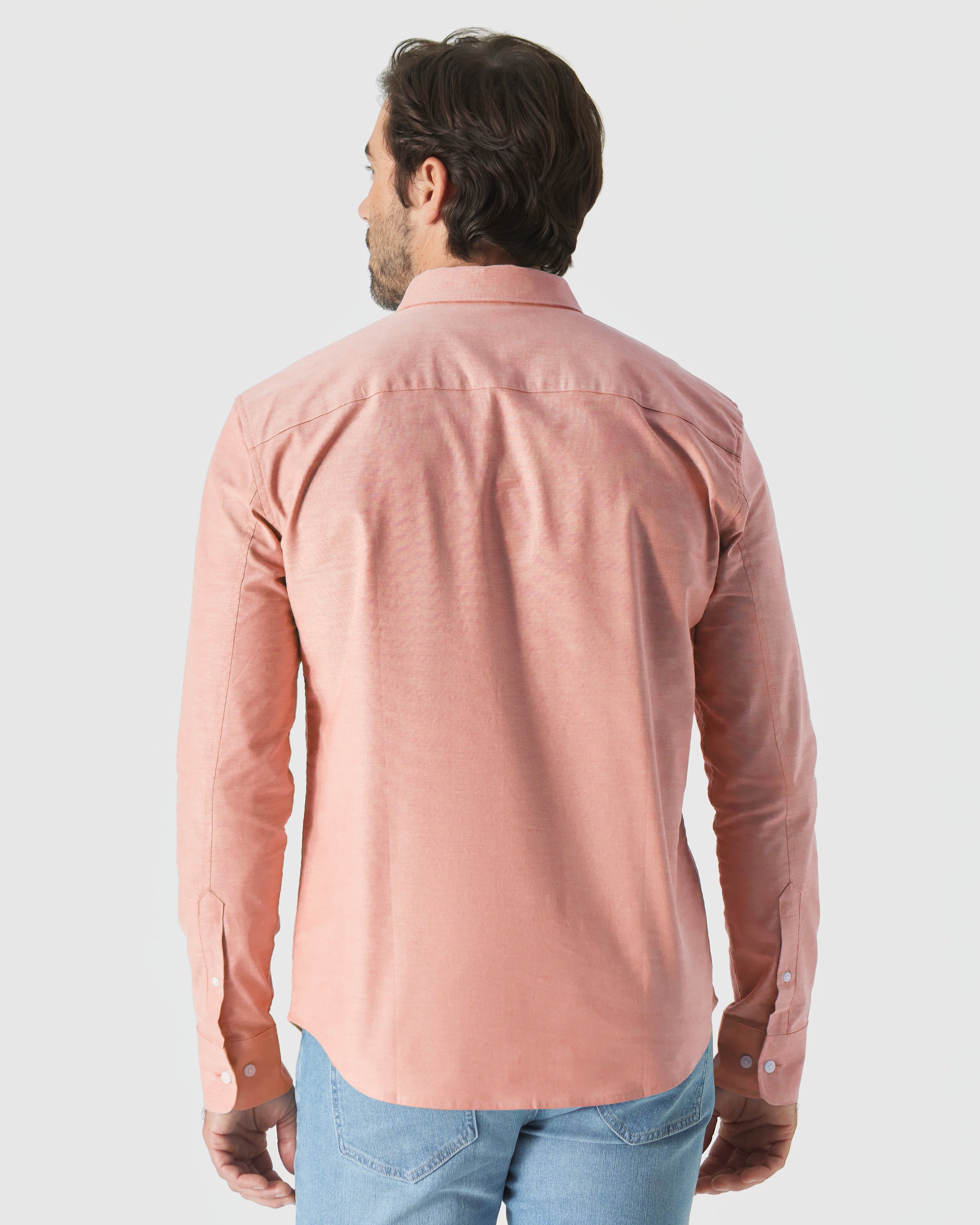 Peach Long Sleeve Oxford Shirt - Image 3