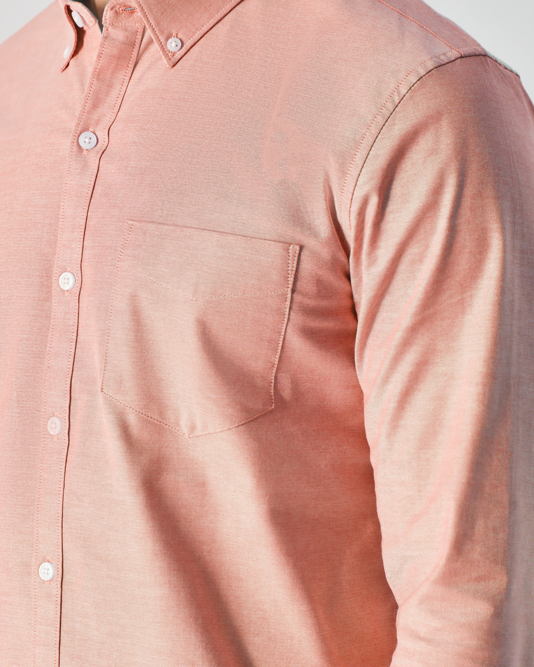 Peach Long Sleeve Oxford Shirt - Image 5