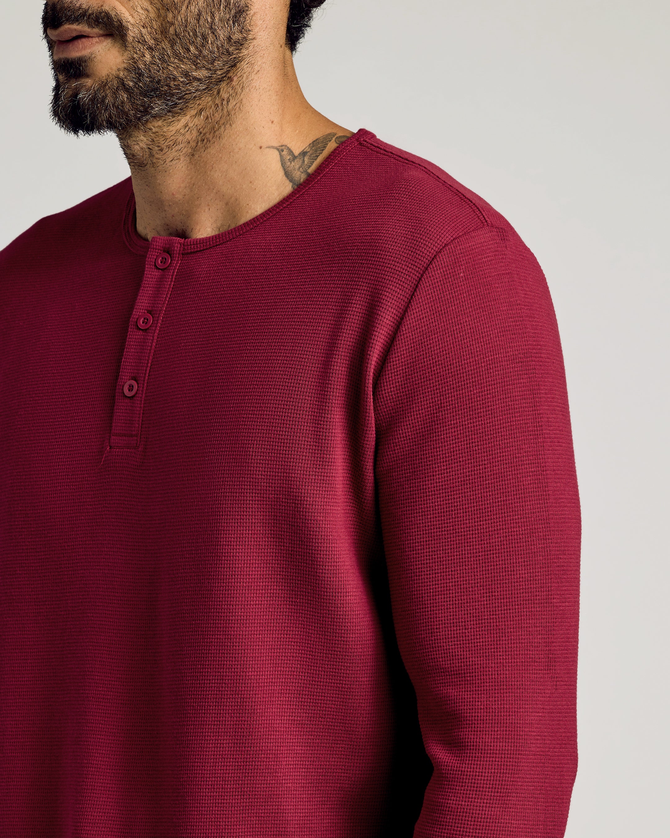 Pinot Waffle Long Sleeve Henley - Image 4