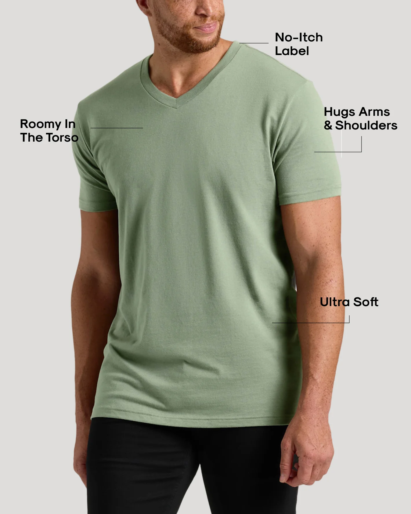 Sage Green Tall Short Sleeve V-Neck - Image 4