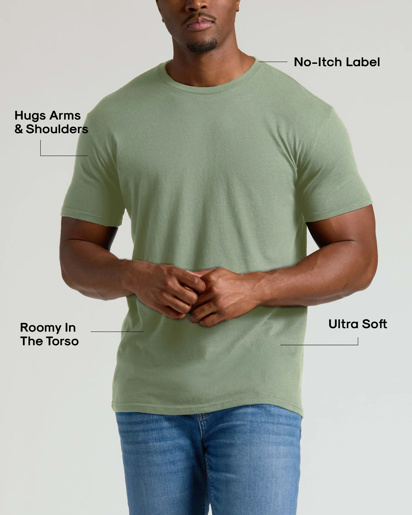 Sage Green Tall Straight Hem Crew Neck T-Shirt - Image 4