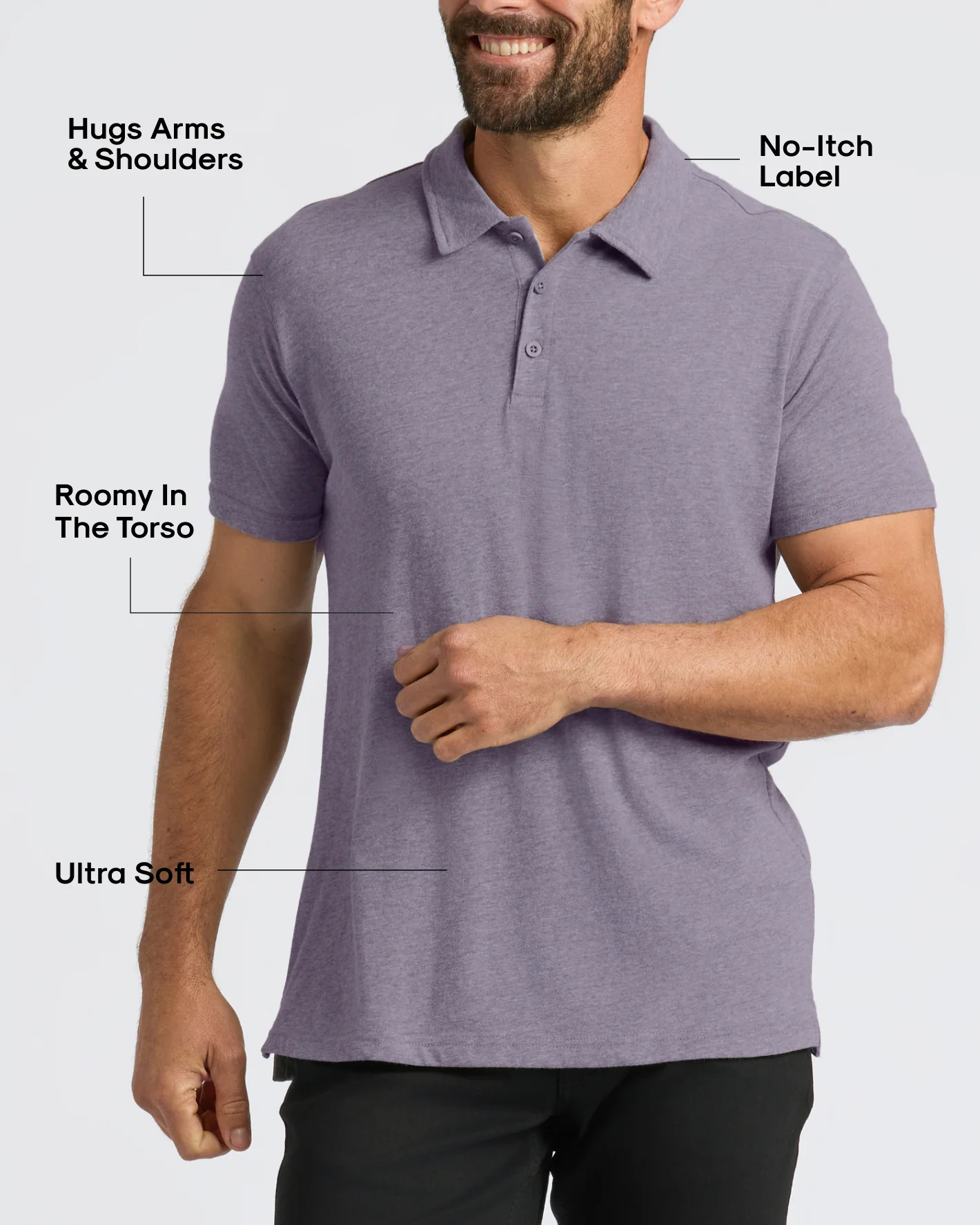 Dark Heather Amethyst Short Sleeve Polo - Image 4