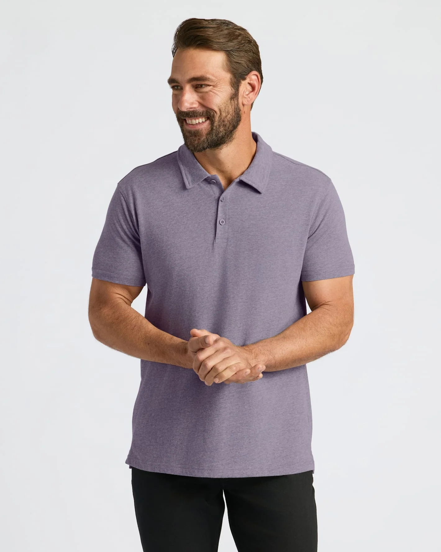 Dark Heather Amethyst Short Sleeve Polo - Image 6