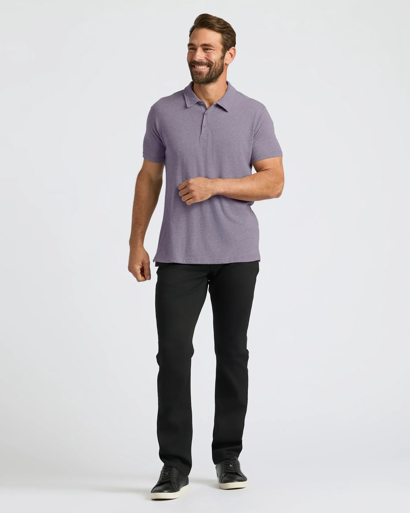 Dark Heather Amethyst Short Sleeve Polo - Image 3