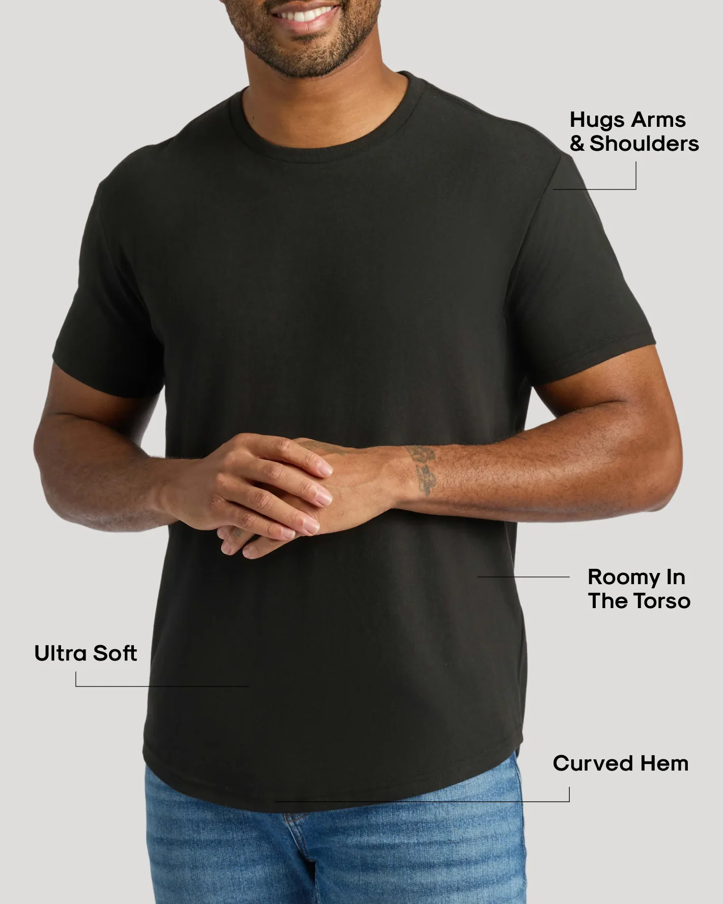The Essentials Curved Hem Classic Crew Neck 3-Pack - Image 3