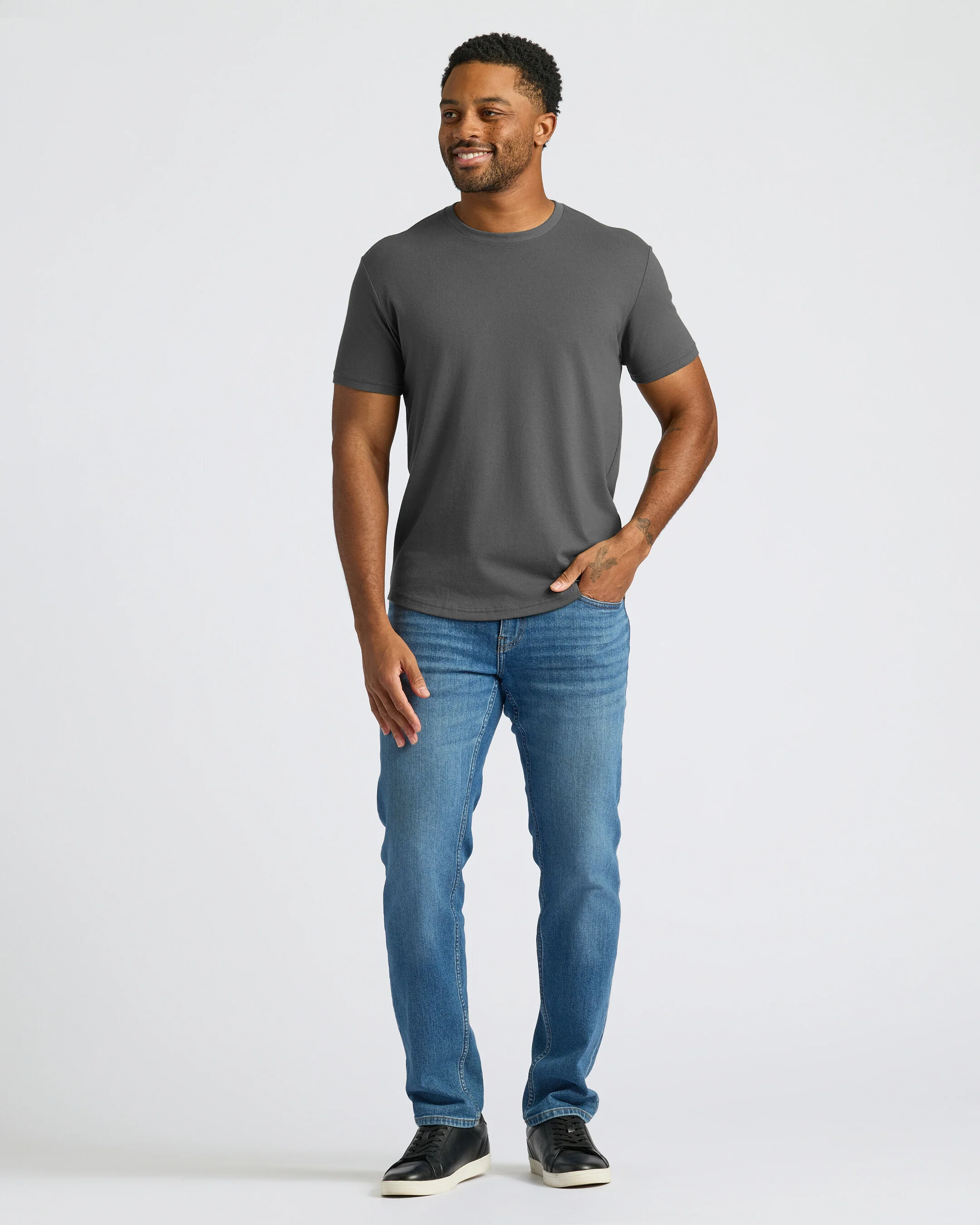 Carbon Curved Hem Classic Crew Neck - Image 4