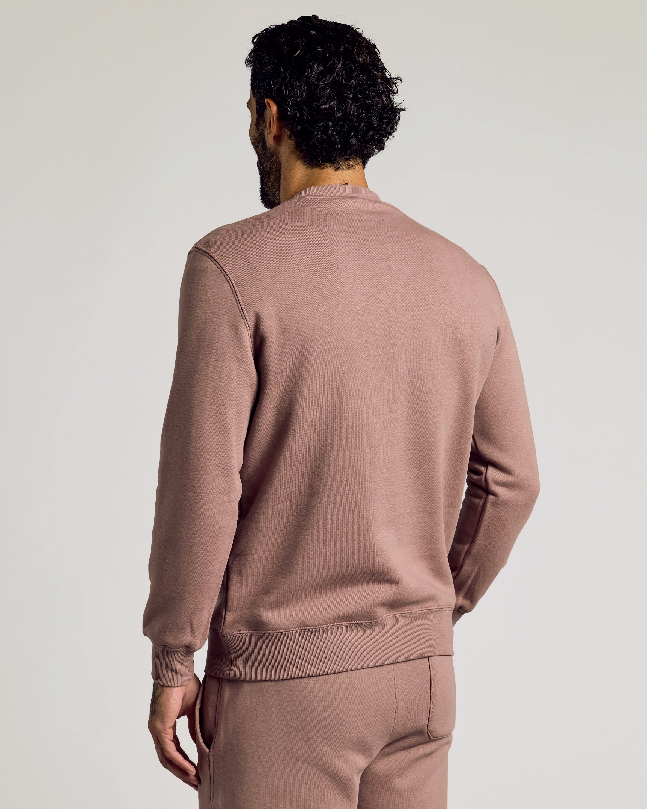 Slate Mauve Fleece French Terry Pullover Crew Neck Sweatshirt - Image 3