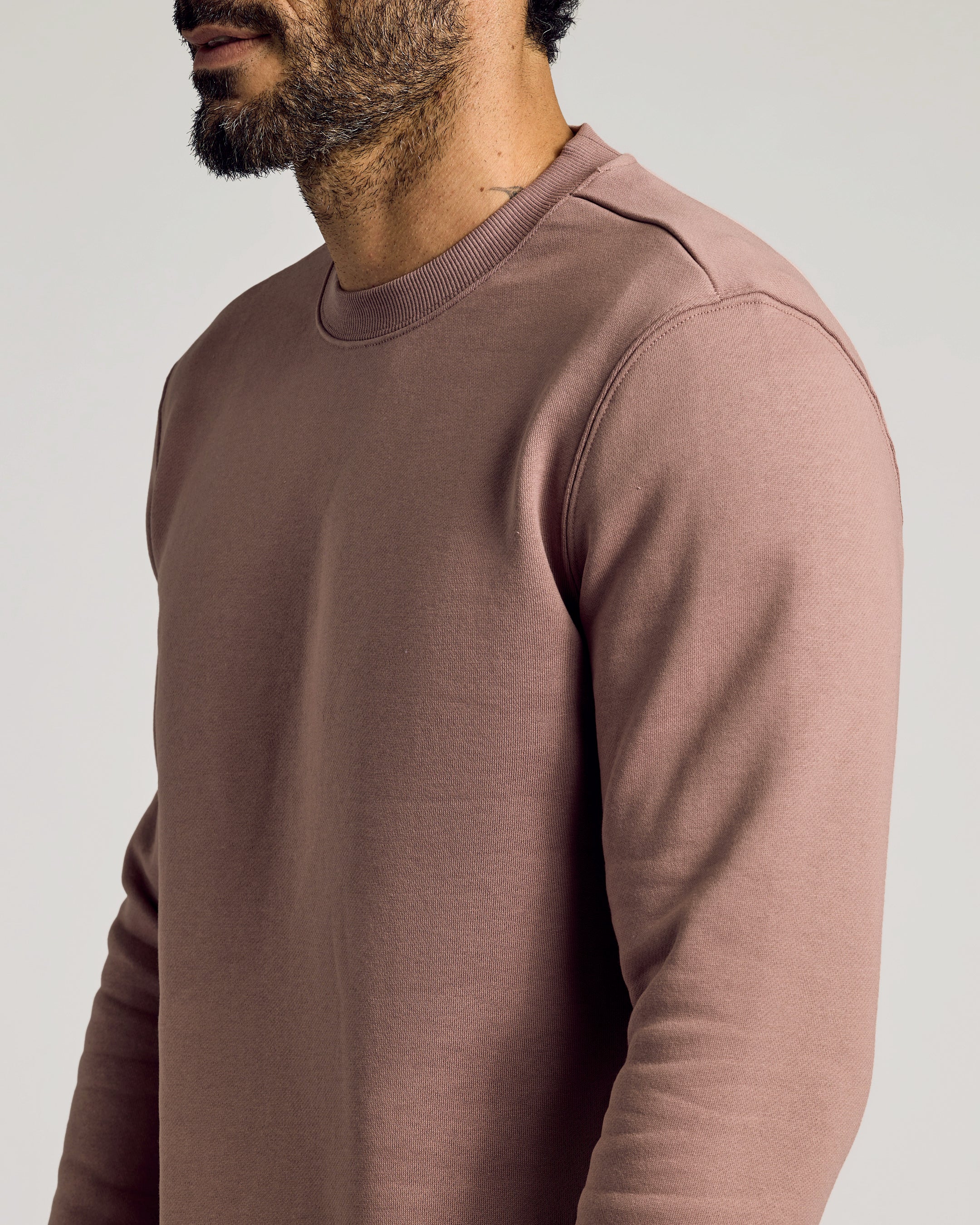 Slate Mauve Fleece French Terry Pullover Crew Neck Sweatshirt - Image 4