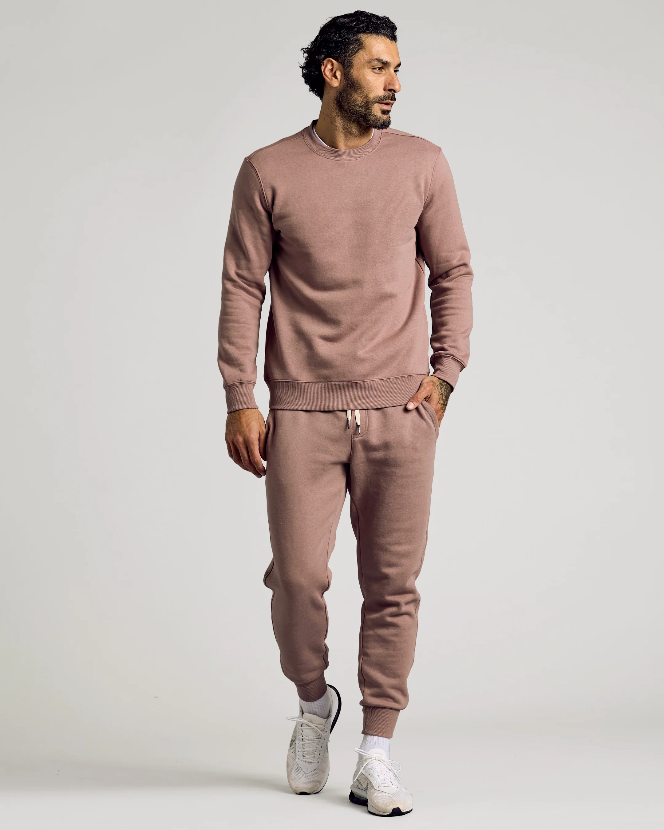 Slate Mauve Fleece French Terry Pullover Crew Neck Sweatshirt - Image 5