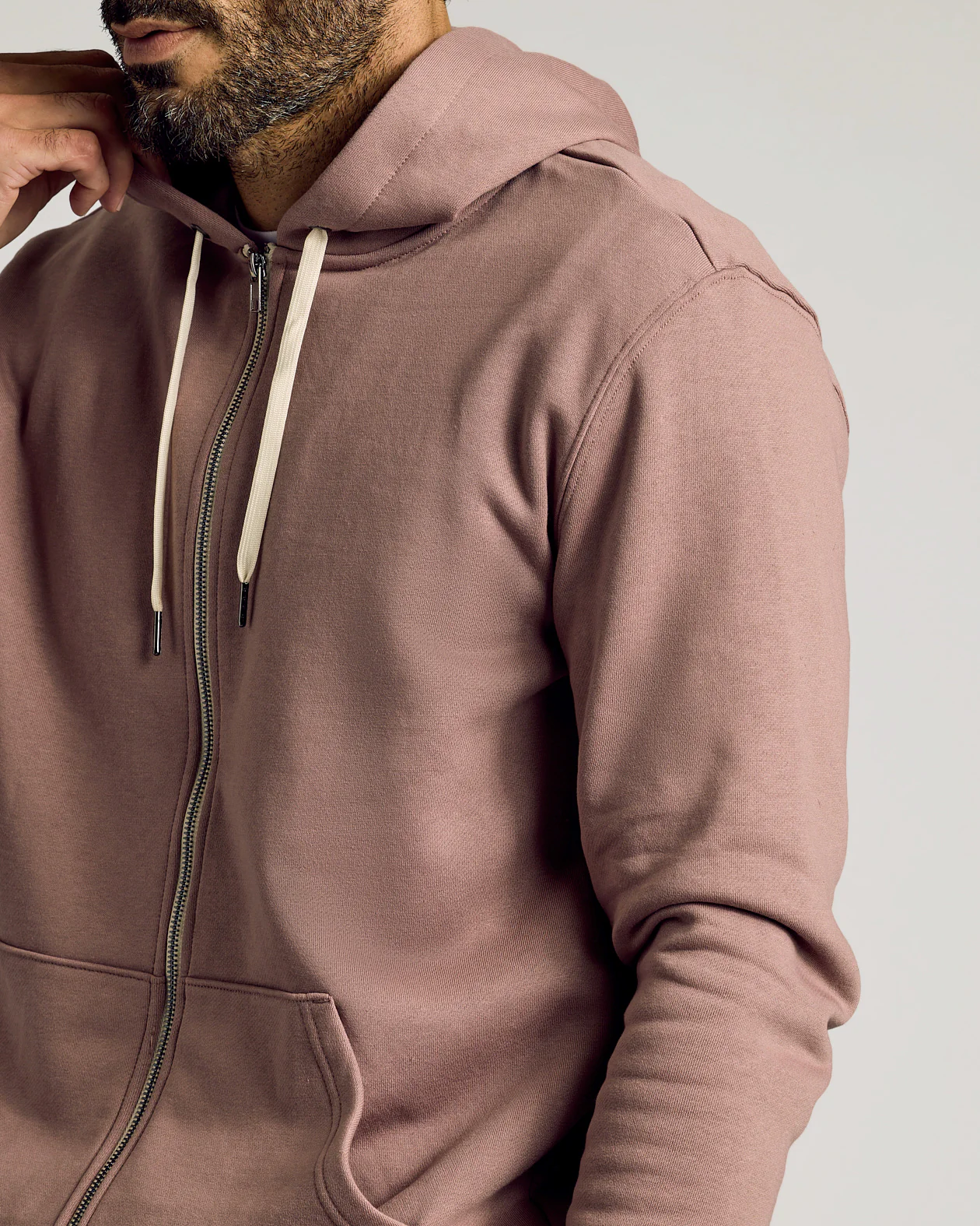Slate Mauve Fleece French Terry Zip Hoodie - Image 4