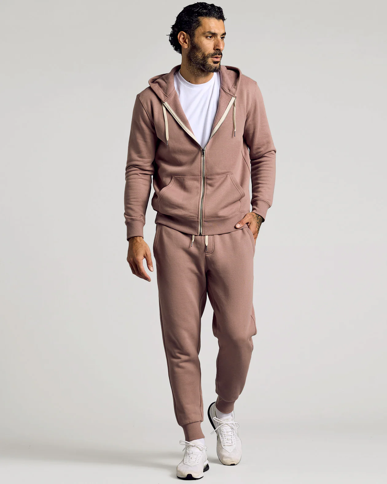 Slate Mauve Fleece French Terry Zip Hoodie - Image 5
