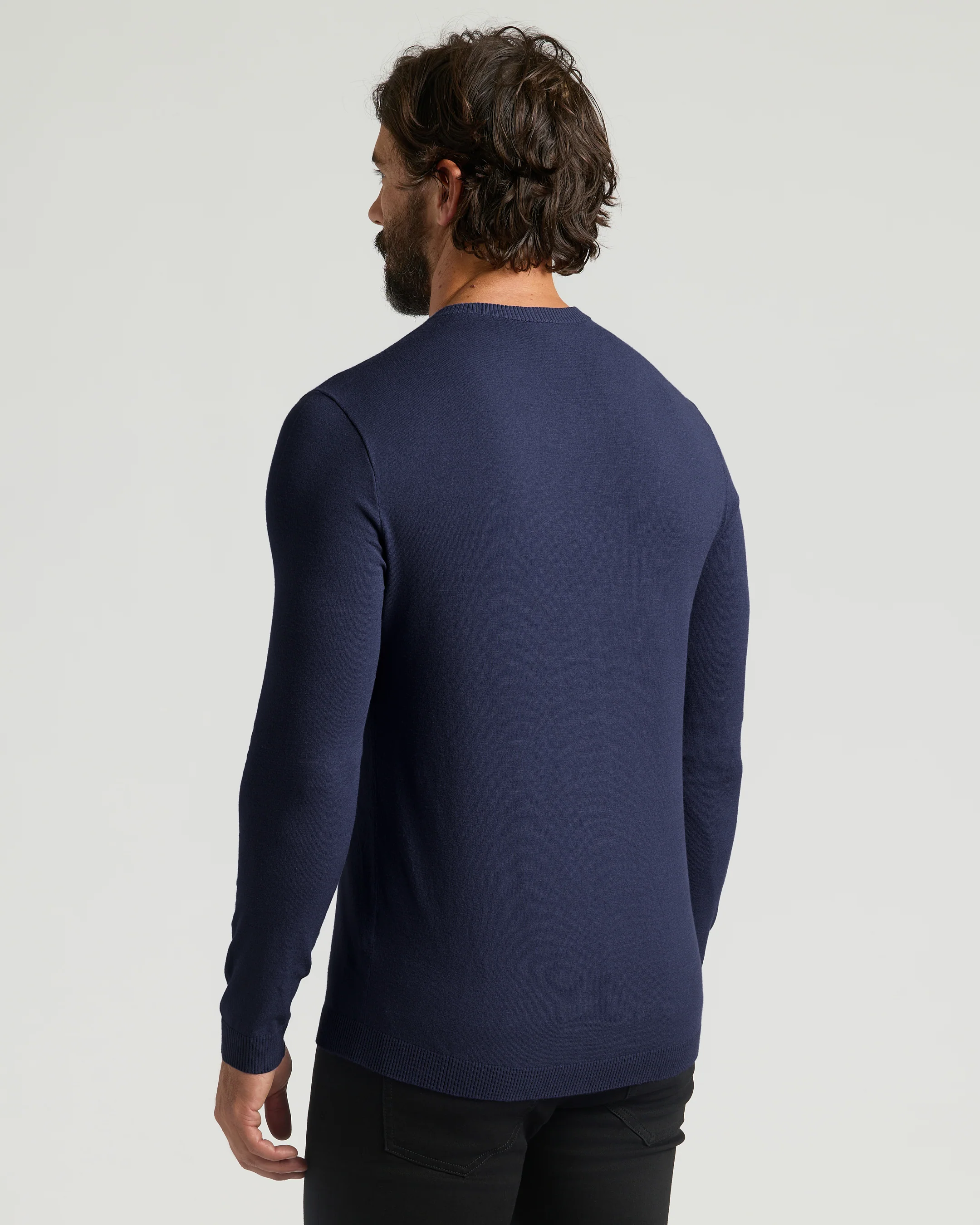Navy Dressy V-Neck Sweater - Image 3