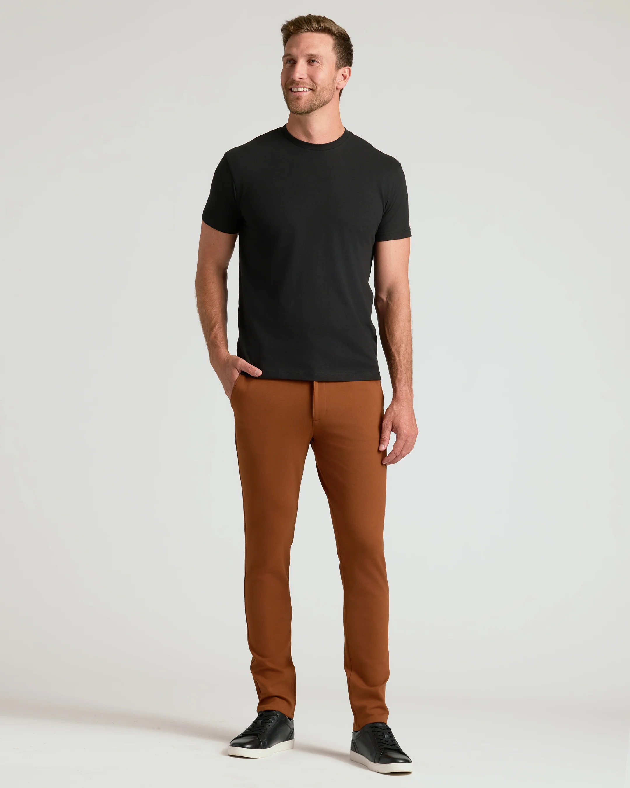 Suede Brown Slim Comfort Knit Chino Pant - Image 10