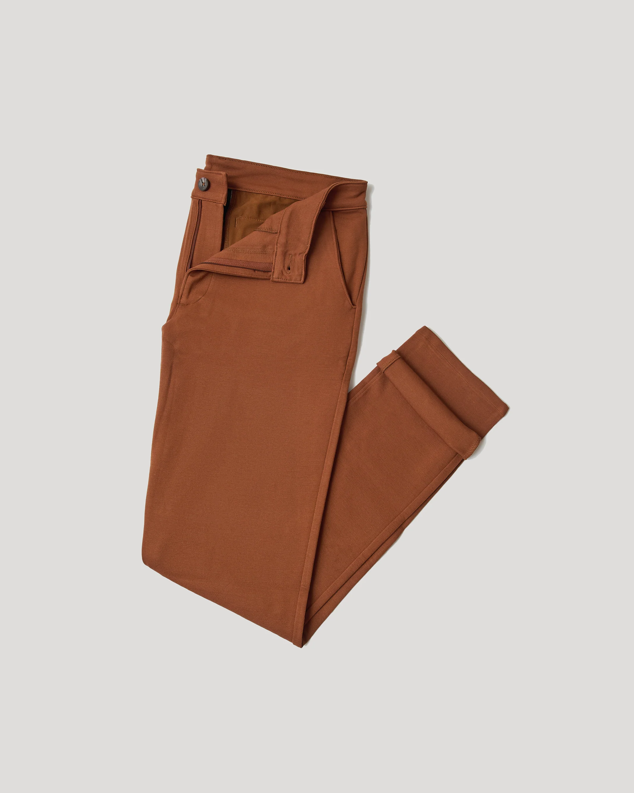 Suede Brown Slim Comfort Knit Chino Pant - Image 11