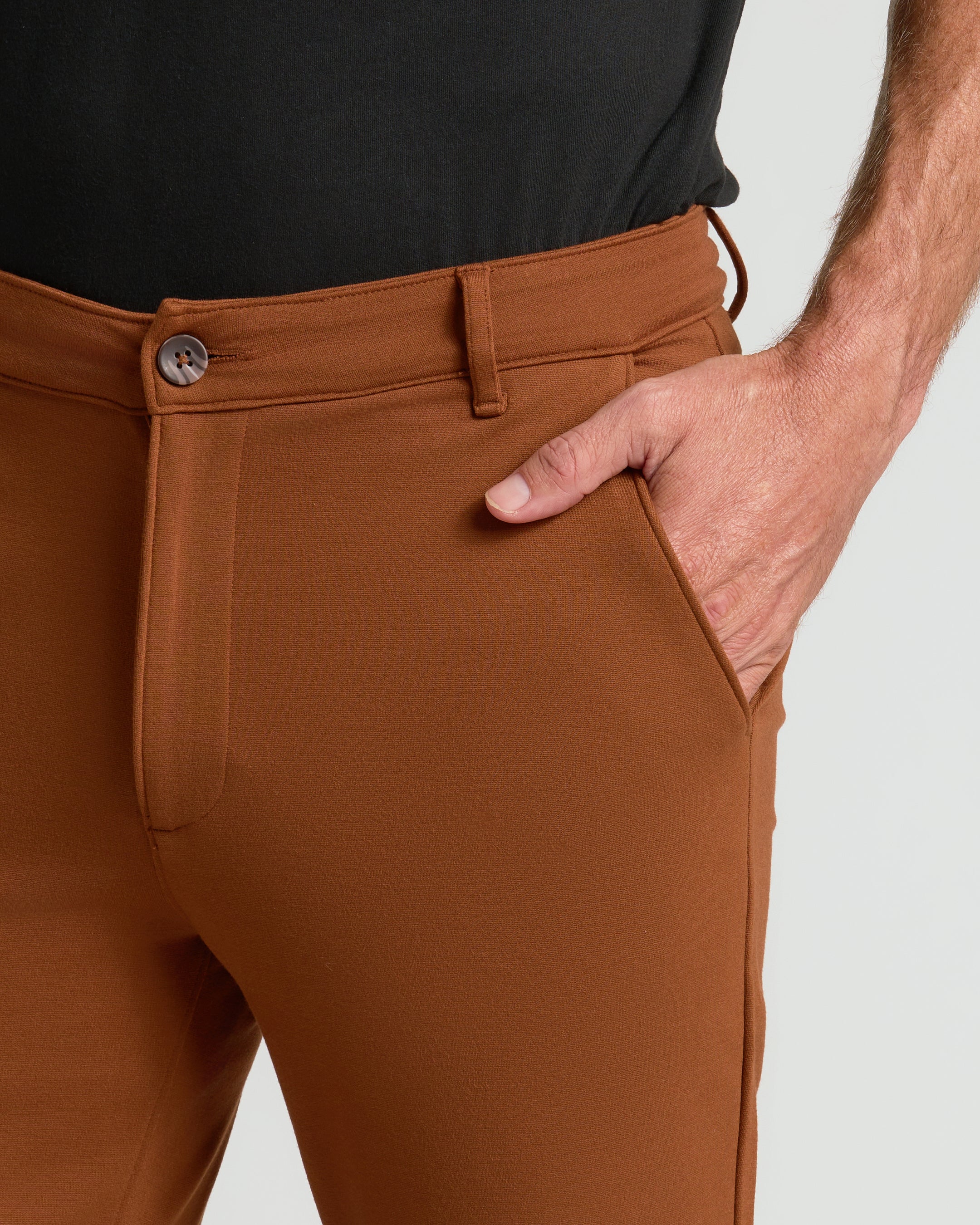 Suede Brown Slim Comfort Knit Chino Pant - Image 5