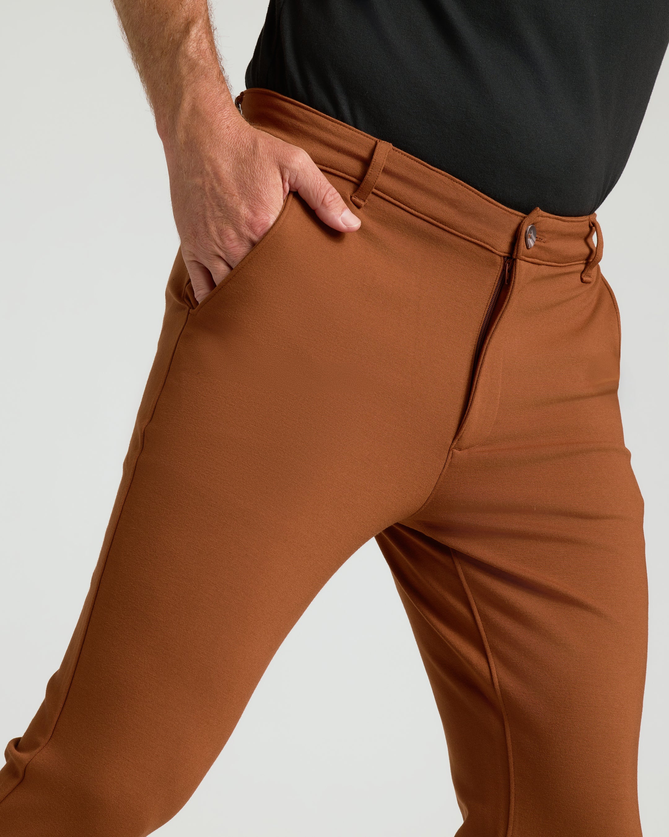 Suede Brown Slim Comfort Knit Chino Pant - Image 6