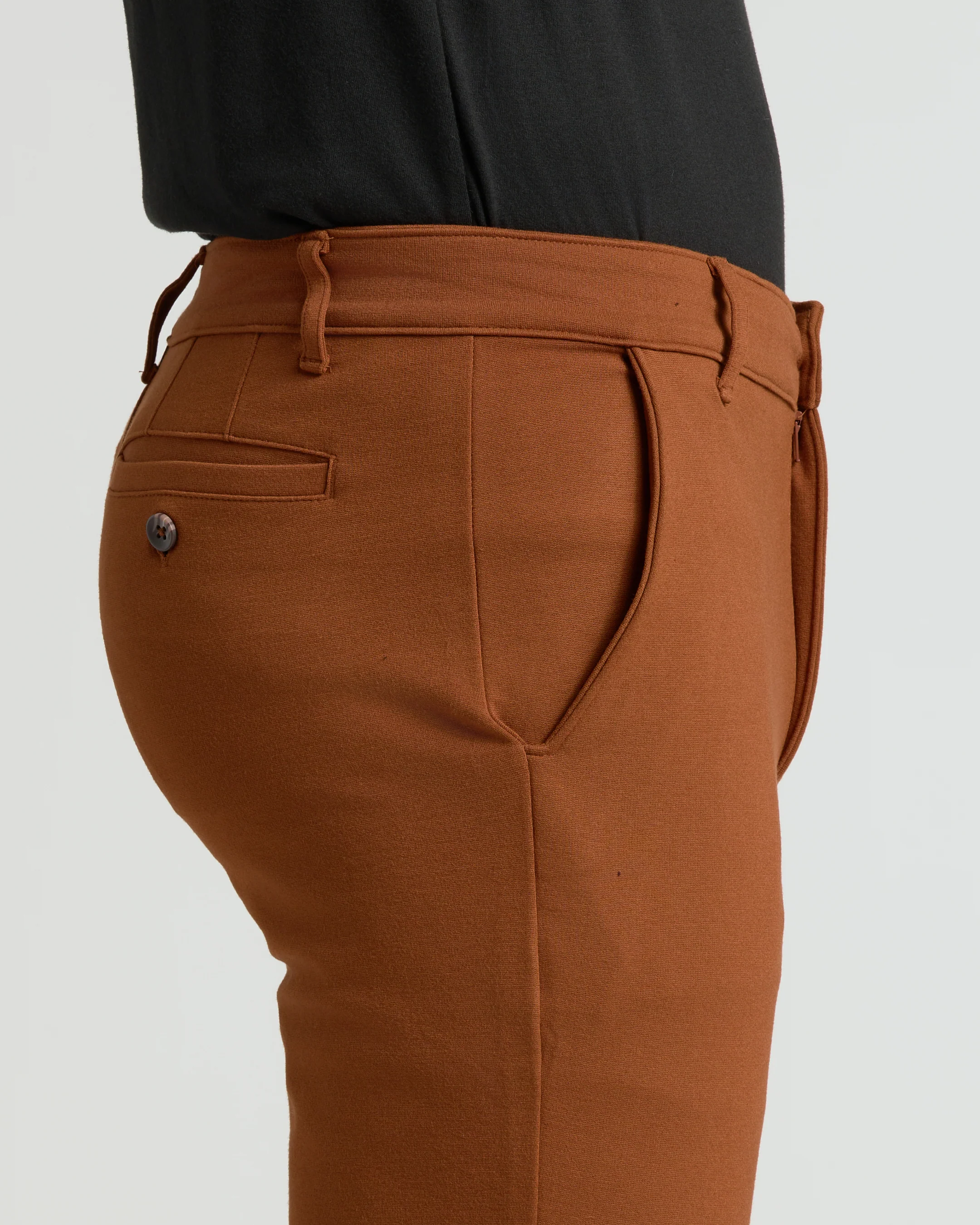 Suede Brown Slim Comfort Knit Chino Pant - Image 8