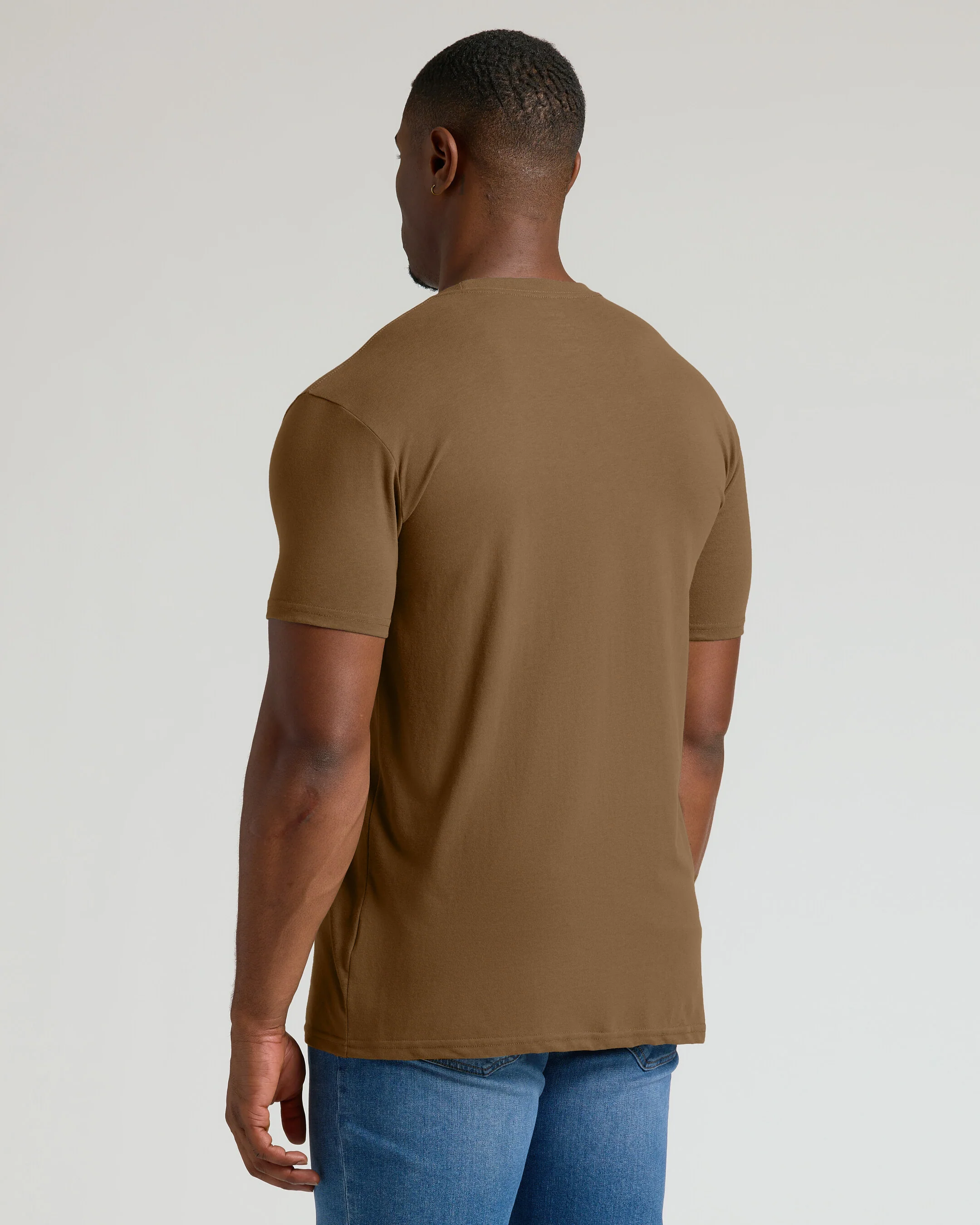 Tan 499 Tall Straight Hem Crew Neck T-Shirt - Image 3