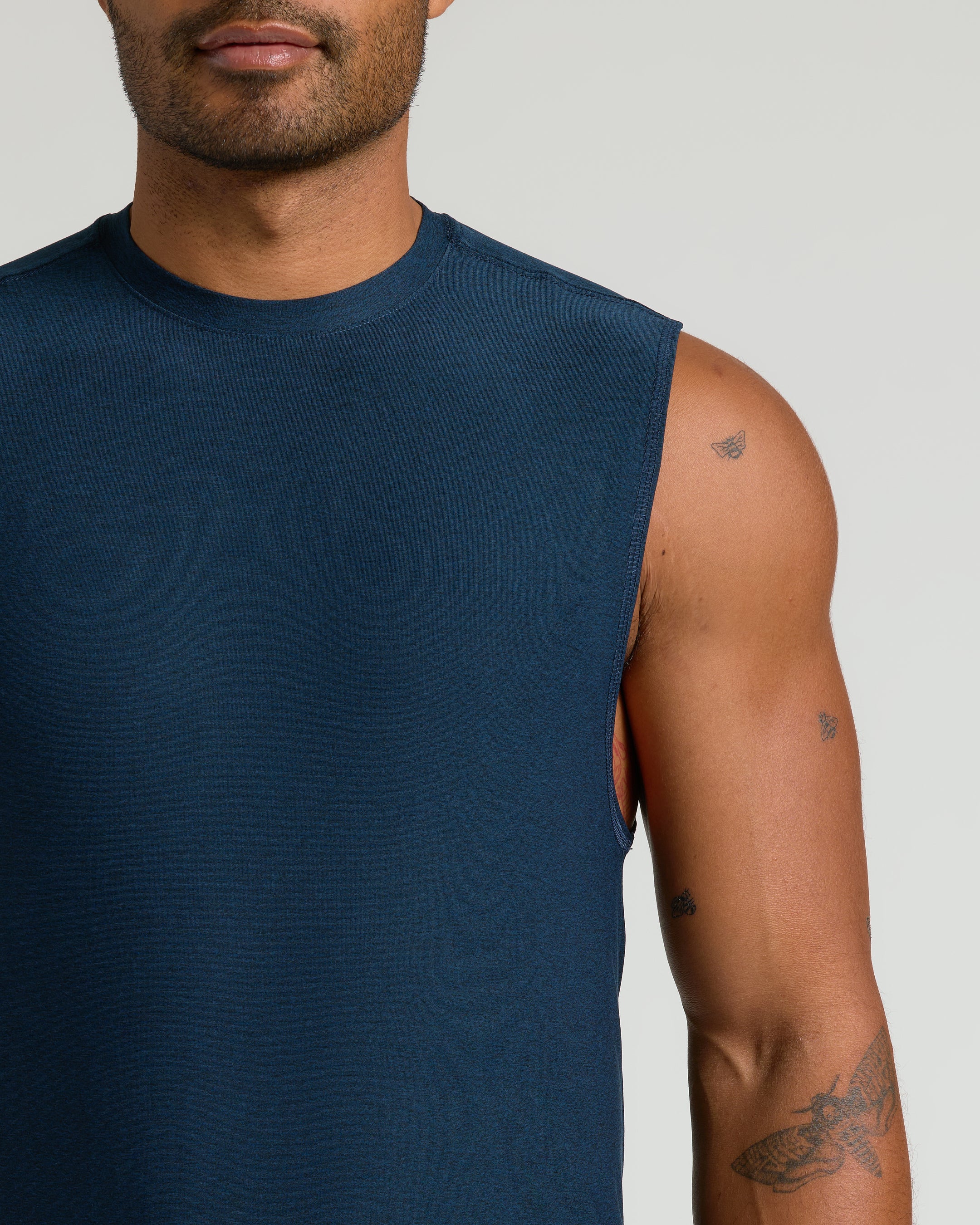 Dark Heather Navy Sleeveless Active Muscle Tee - Image 5