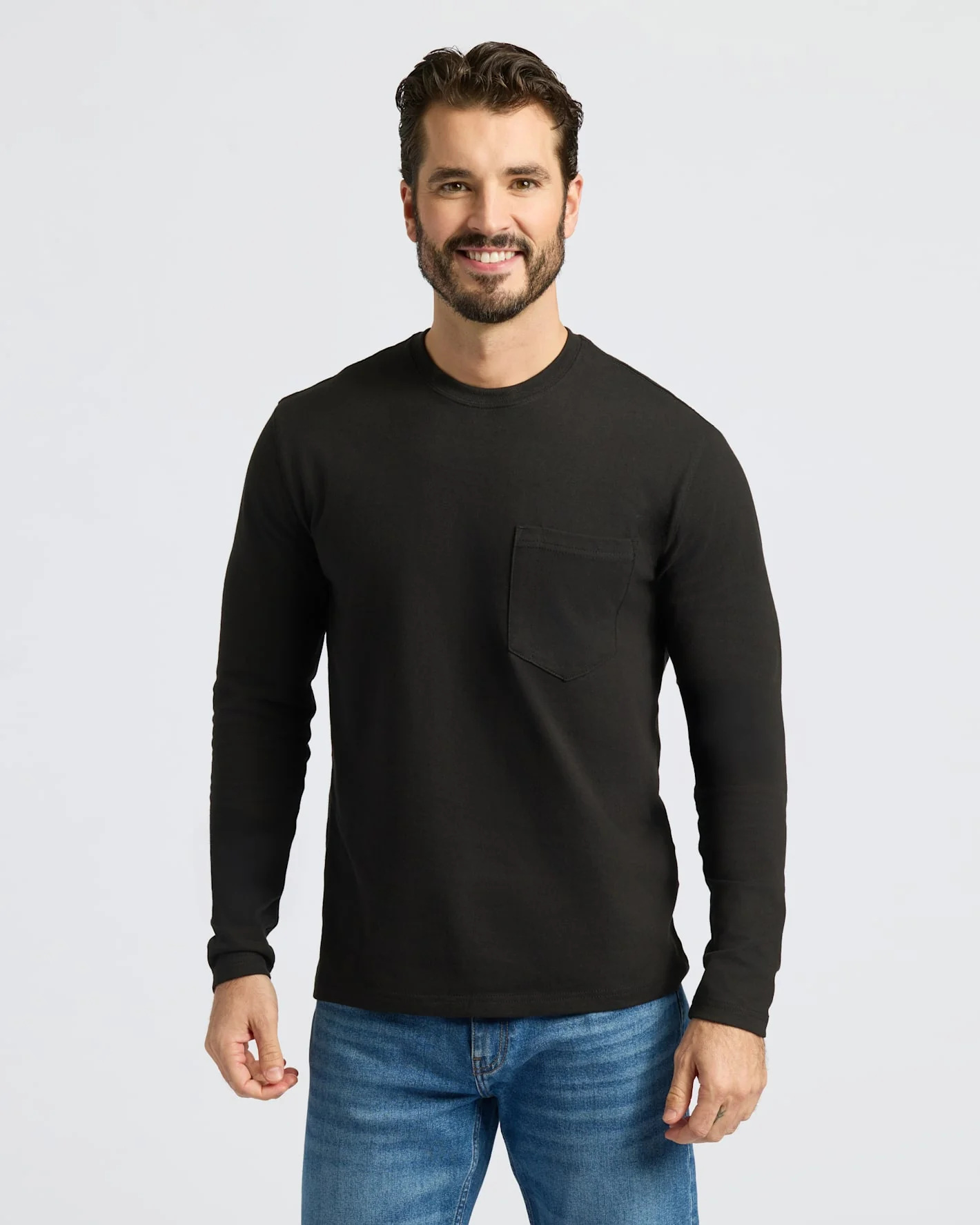 Black & Navy Heavyweight Long Sleeve Pocket Crew 2-PacK - Image 5