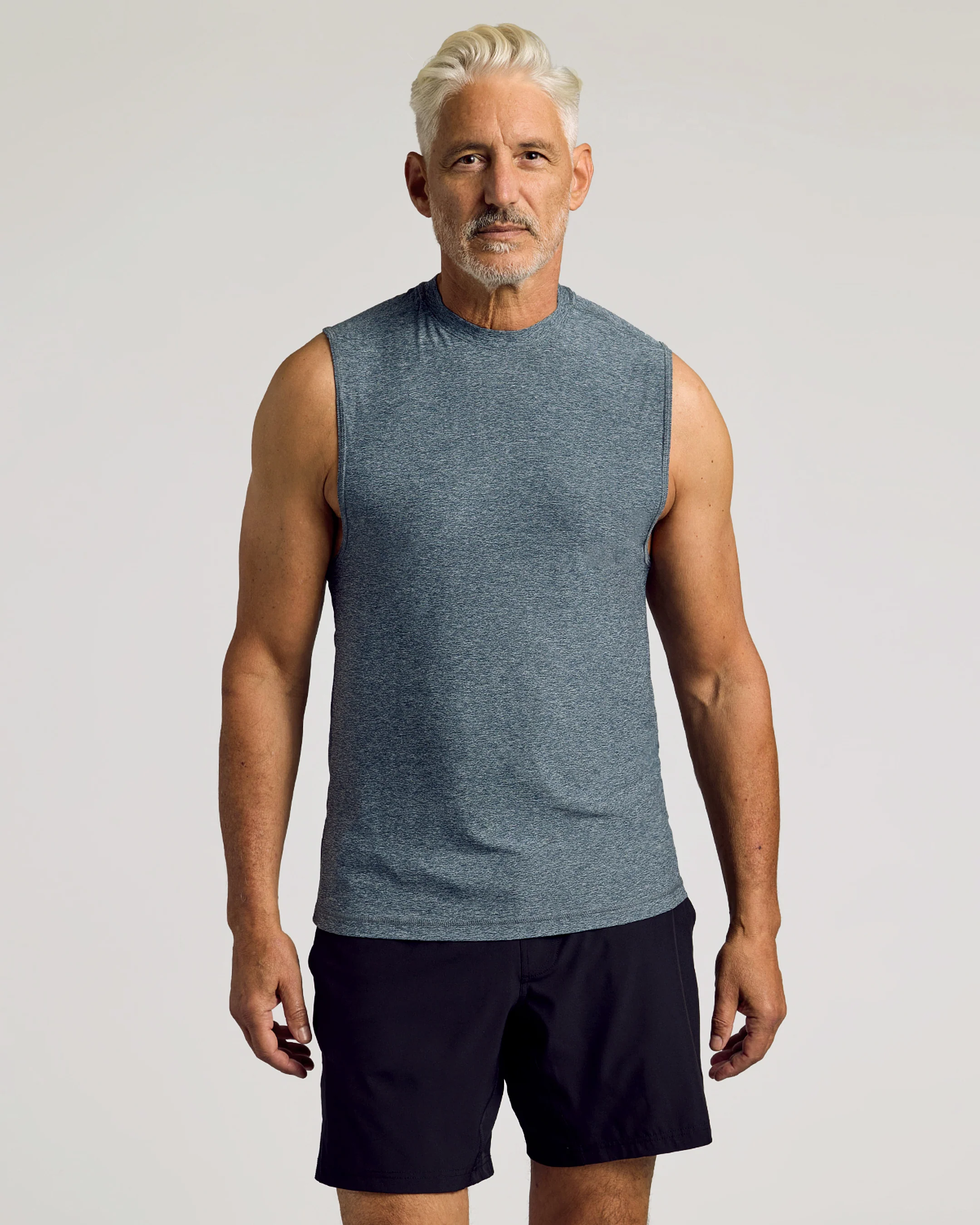 Heather Navy Sleeveless Active Muscle Tee
