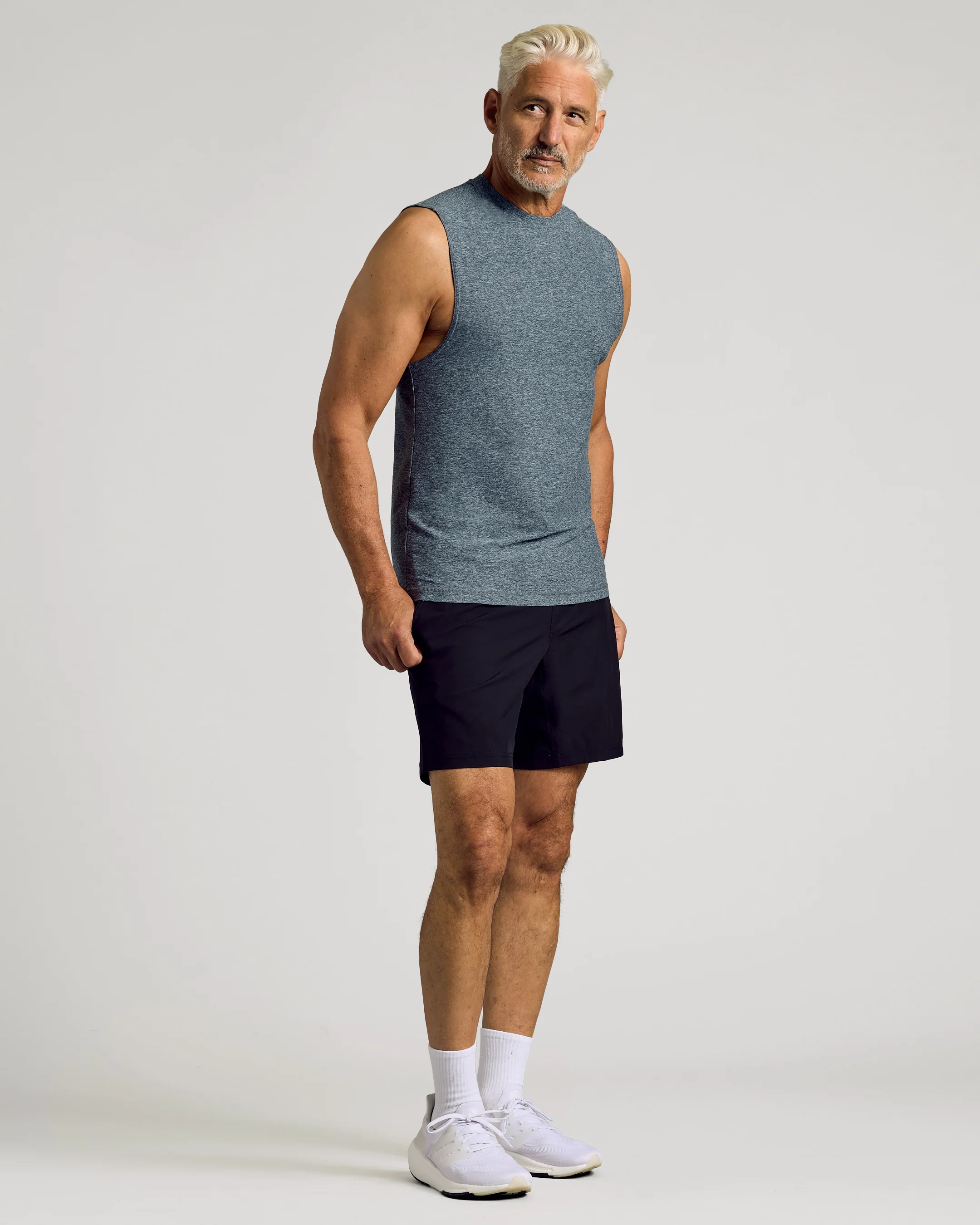 Heather Navy Sleeveless Active Muscle Tee - Image 5