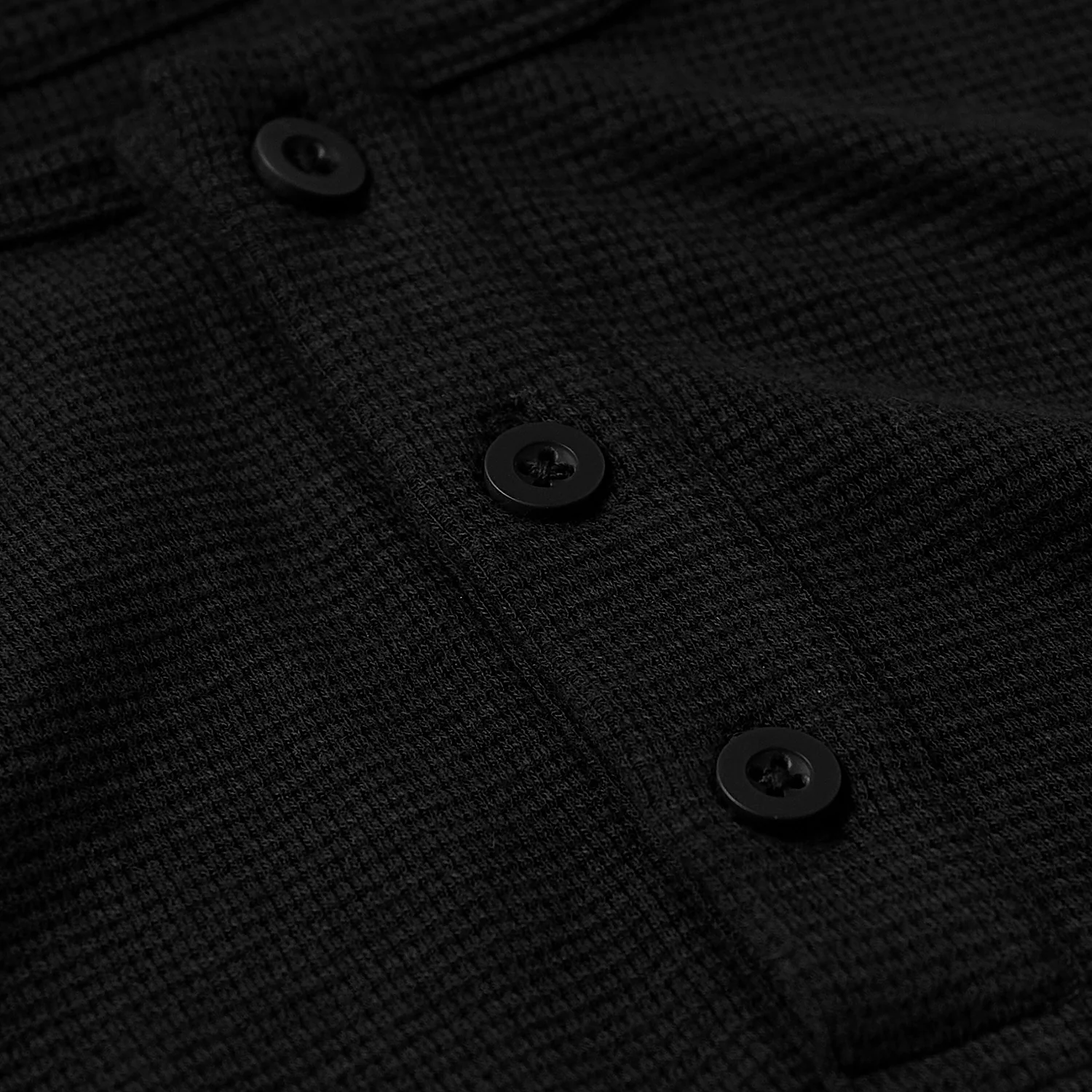 Black Waffle Long Sleeve Henley - Image 6
