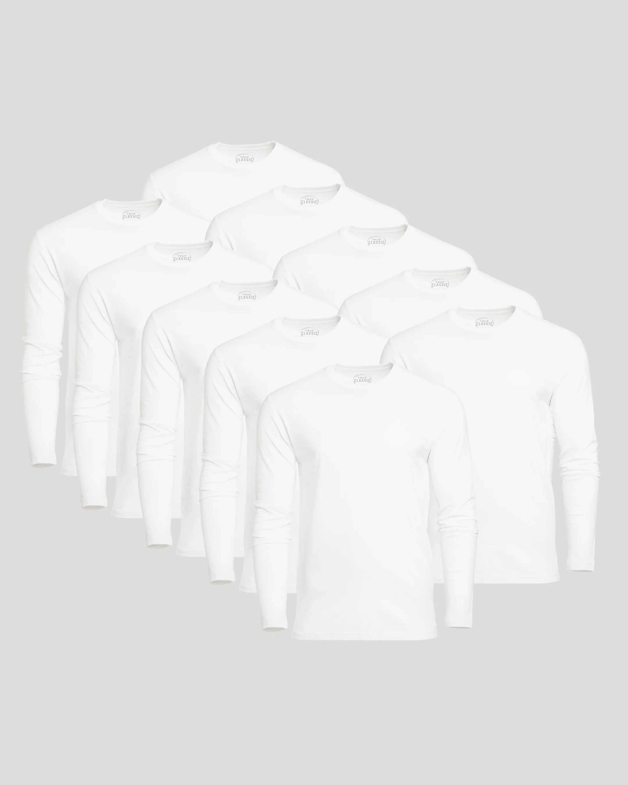 White Classic Long Sleeve Crew Neck 10-Pack
