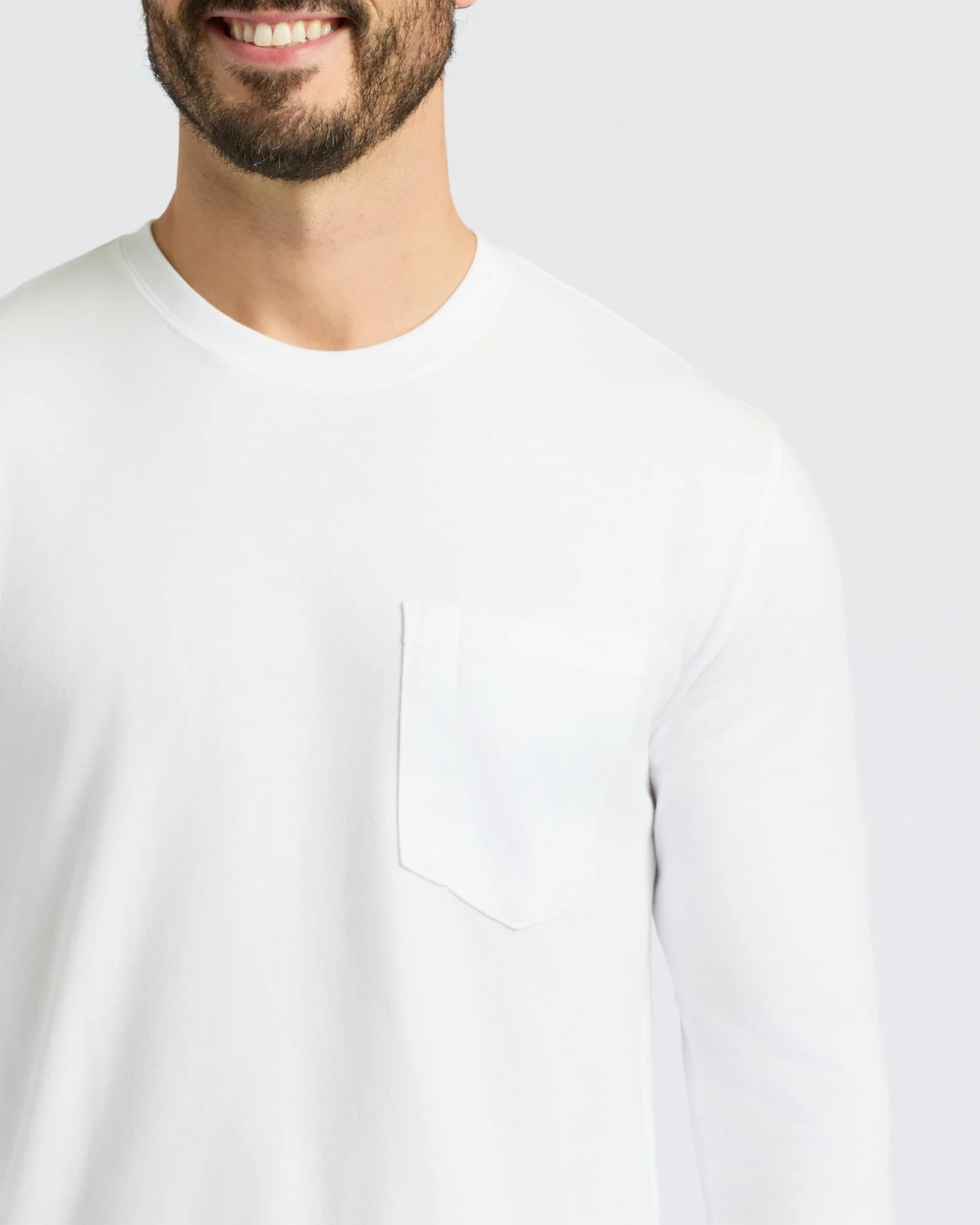 White Heavyweight Long Sleeve Pocket Crew 4-Pack - Image 6