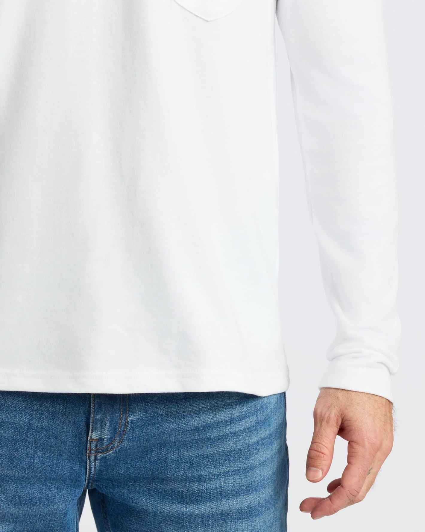 White Heavyweight Long Sleeve Pocket Crew 4-Pack - Image 7